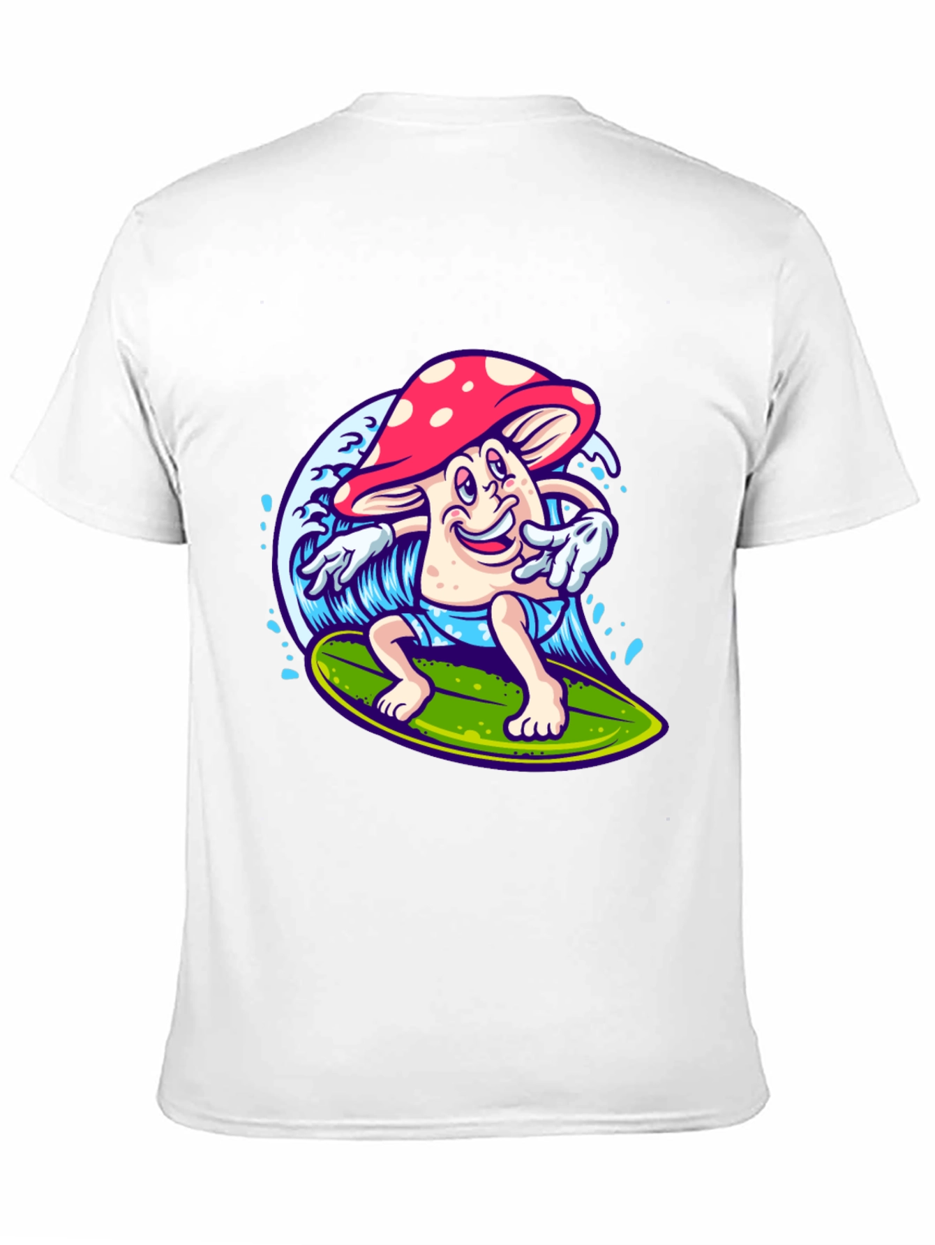 Black Surfing Mushroom Graphic T-Shirt view 11