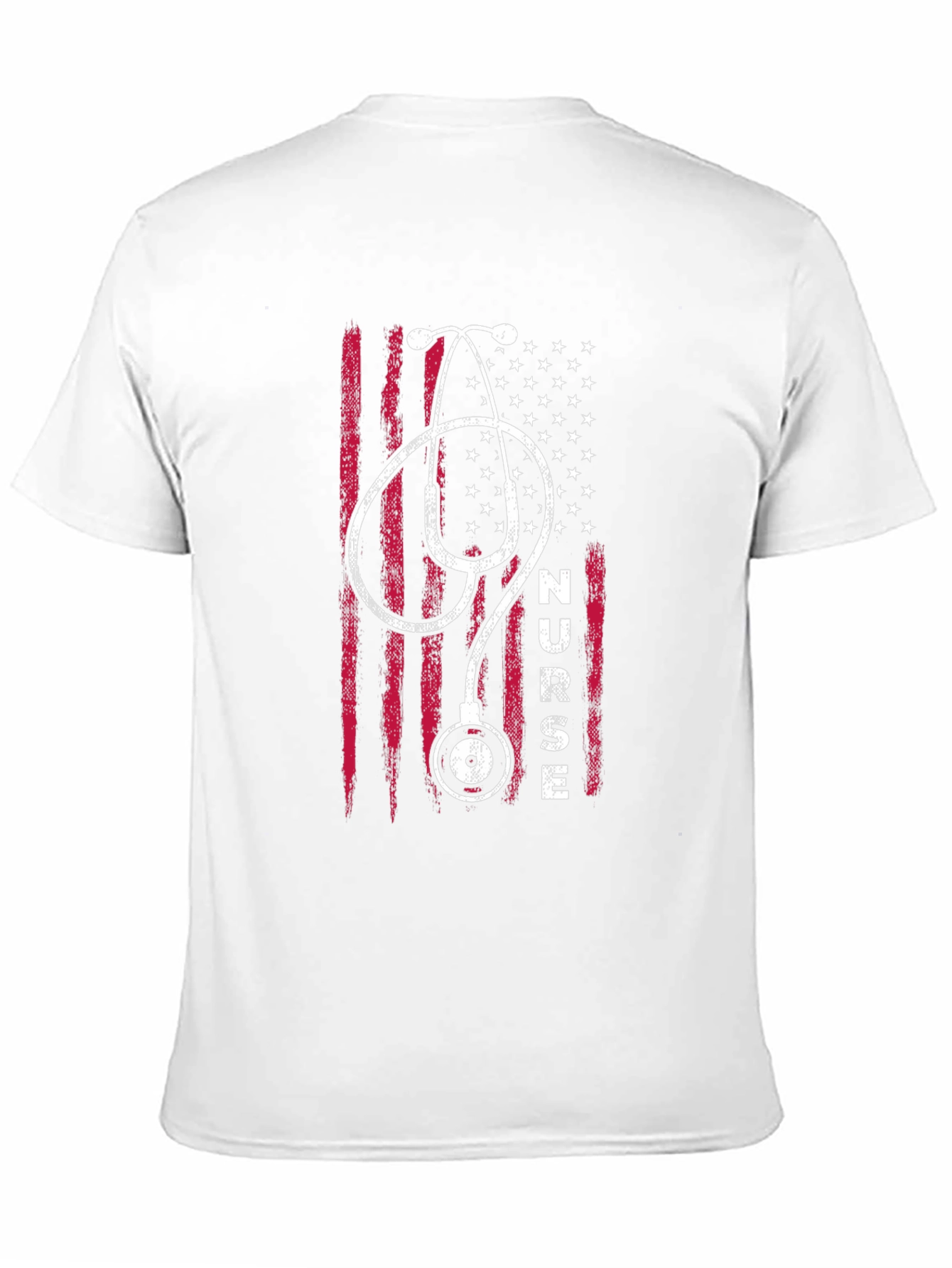 Black Nurse USA Flag Stethoscope T-Shirt - Black view 11