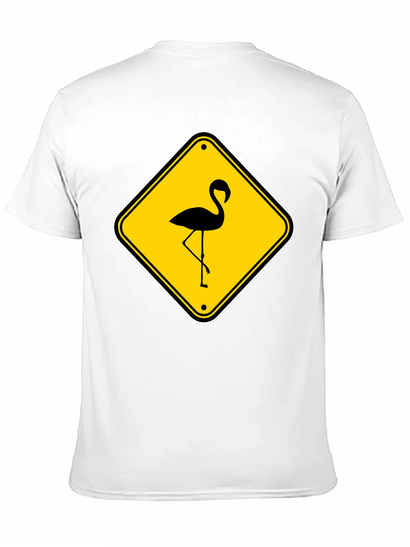 Black Flamingo Warning Sign Graphic Tee view 11