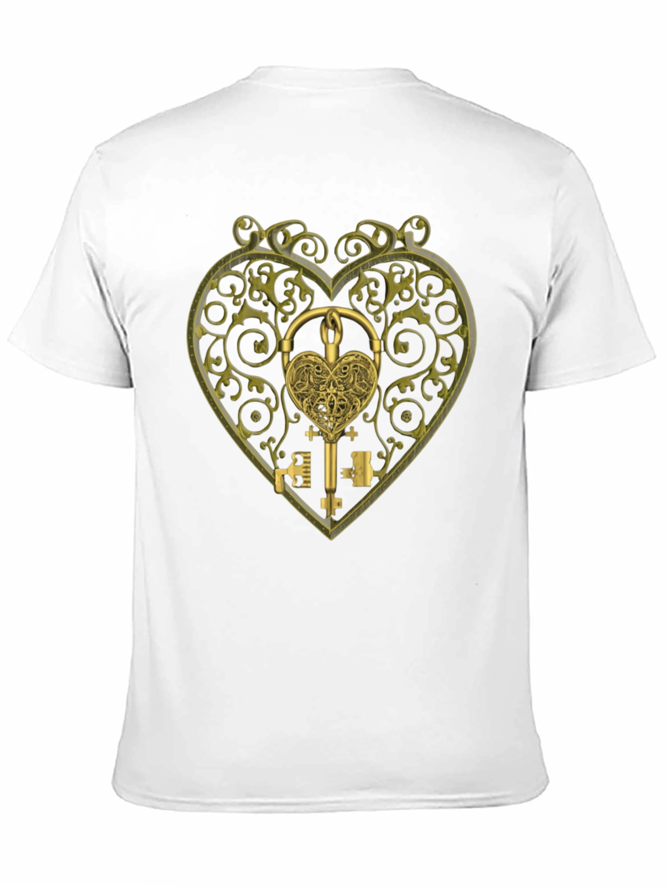 Black Ornate Heart Lock & Key Black Graphic Tee view 11