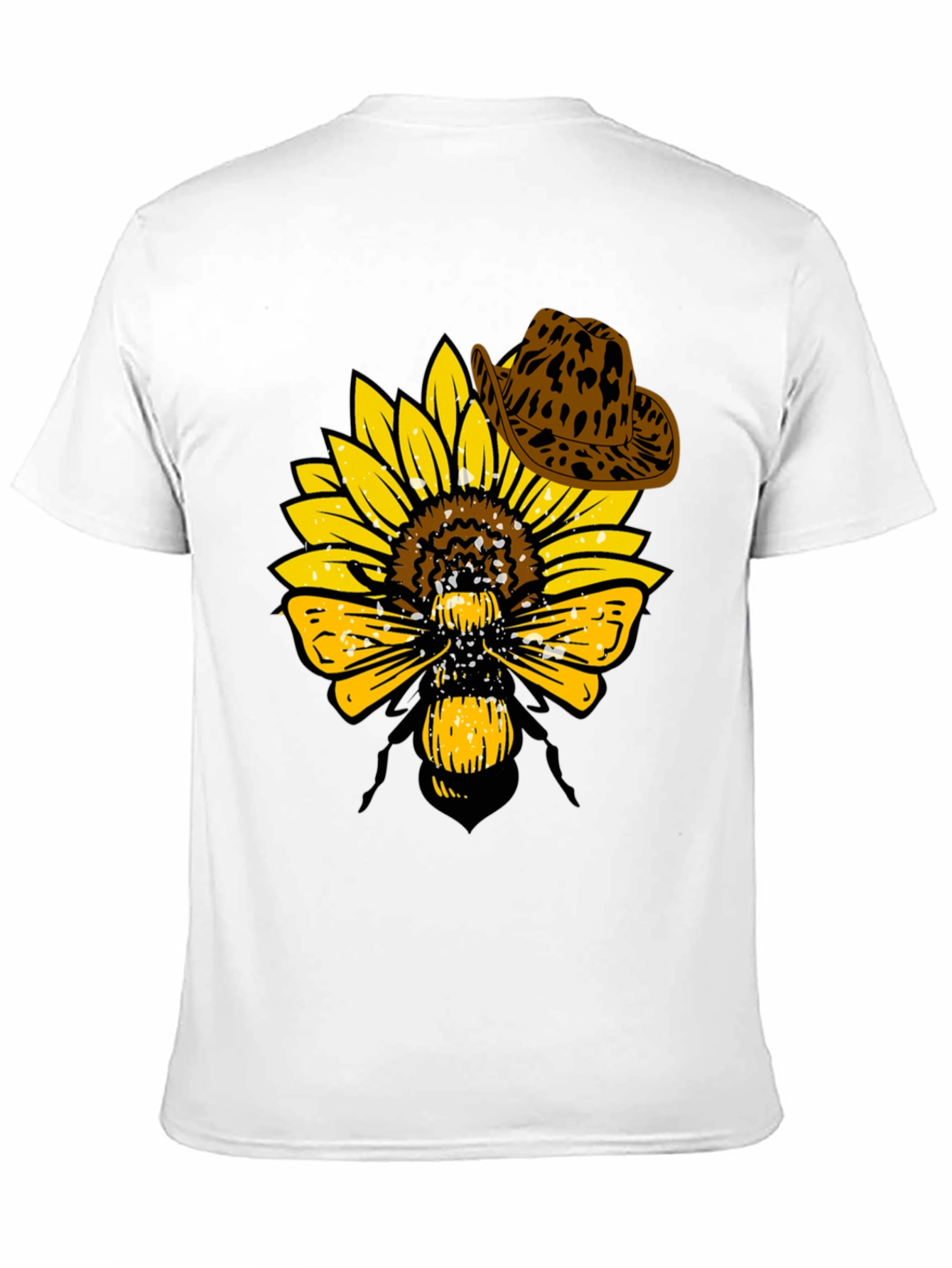 Black Sunflower Bee Cowboy Hat T-Shirt view 11