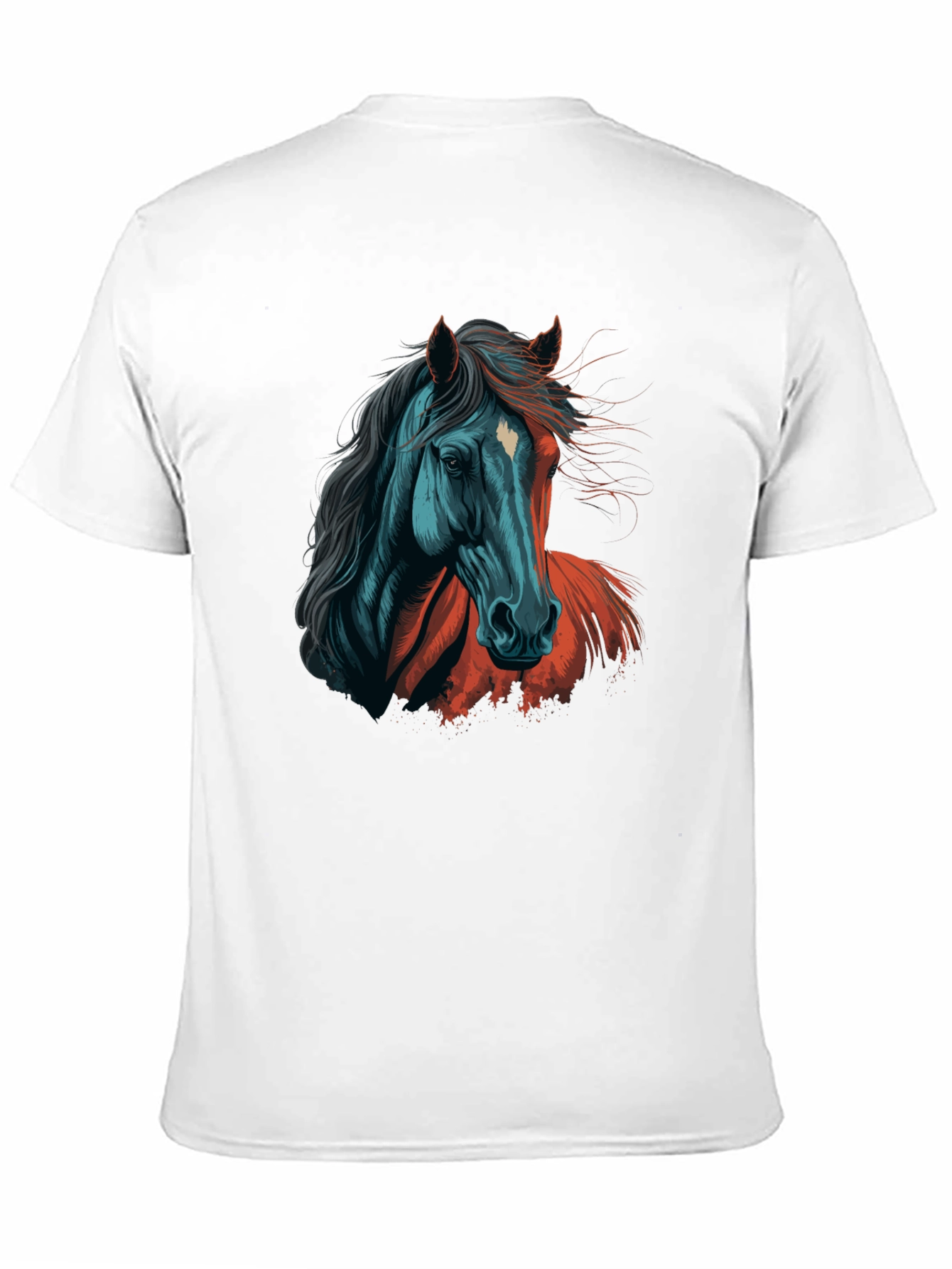 Black Horse Graphic Tee - Artistic Print Black T-Shirt view 11