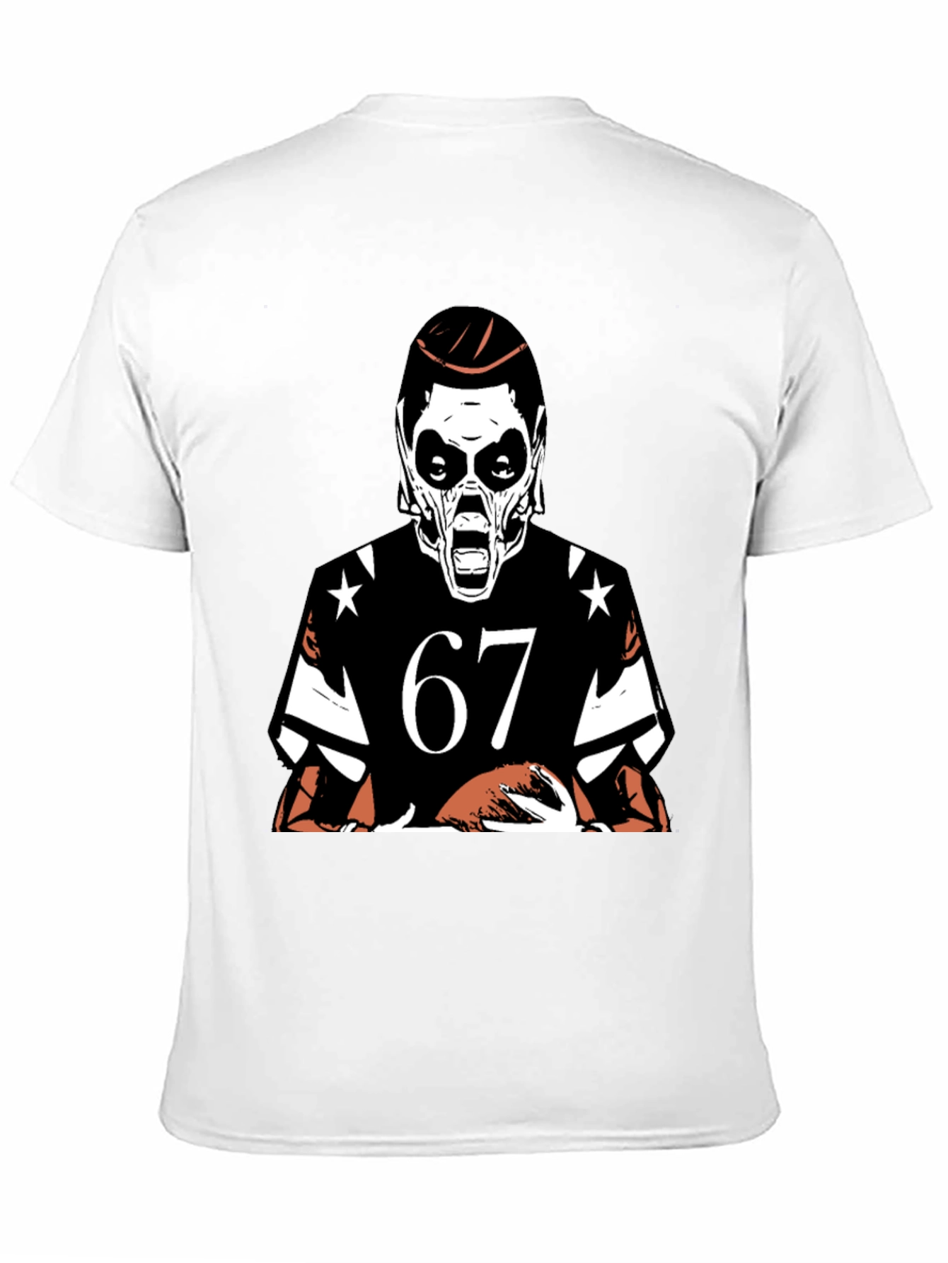 Black Grim Reaper Football Tee - Number 67 Graphic Shirt view 11