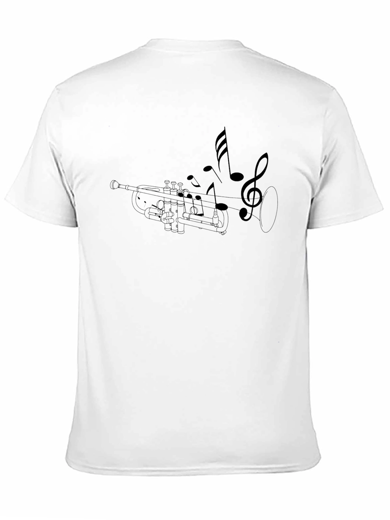 Black Trumpet and Music Notes Graphic Tee - Black view 11