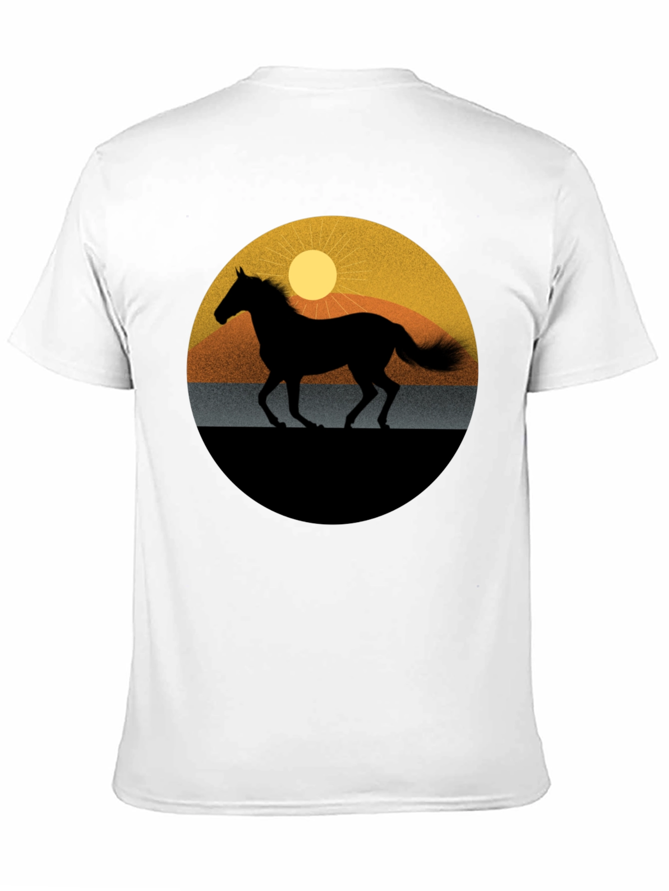 Black Horse Silhouette Graphic Tee - Sunset Design view 11