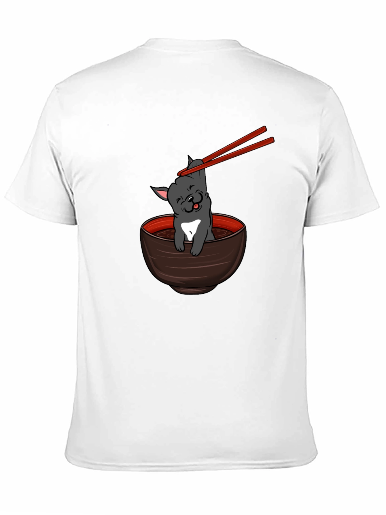 Black Ramen Dog T-Shirt - Cute Japanese Noodle Bowl view 11