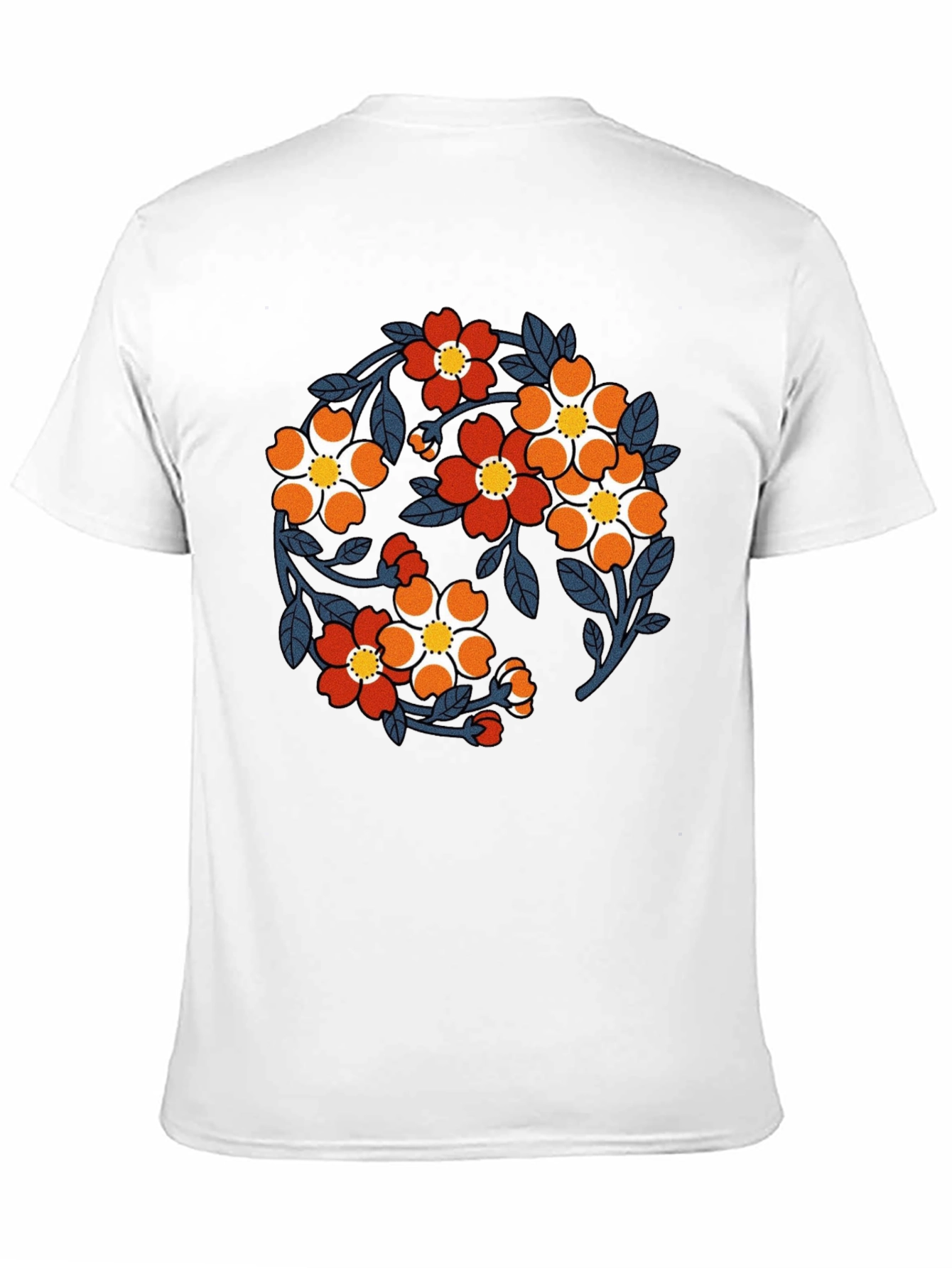 Black Floral Print Black Crew Neck T-Shirt view 11