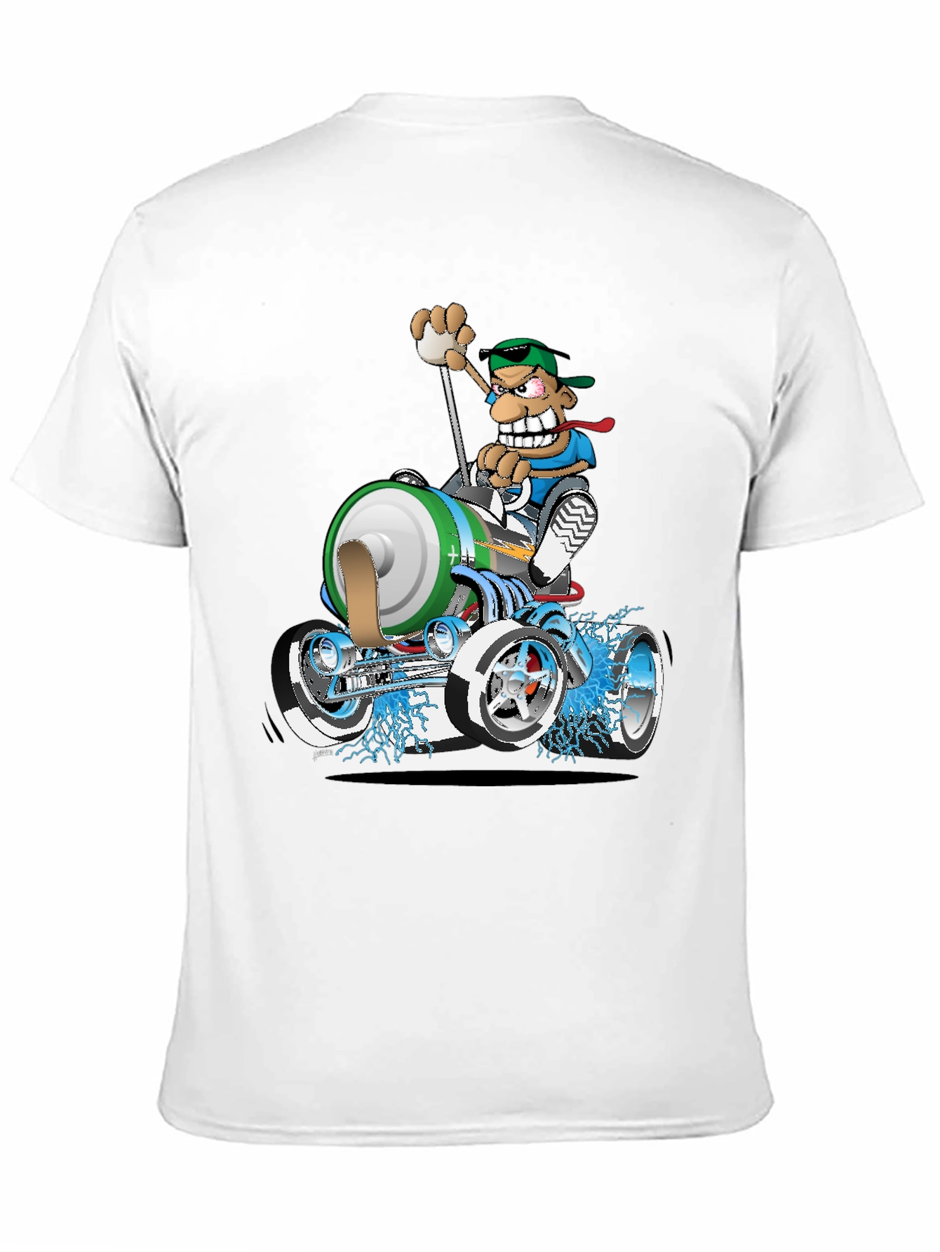 Black Cartoon Race Car T-Shirt view 11