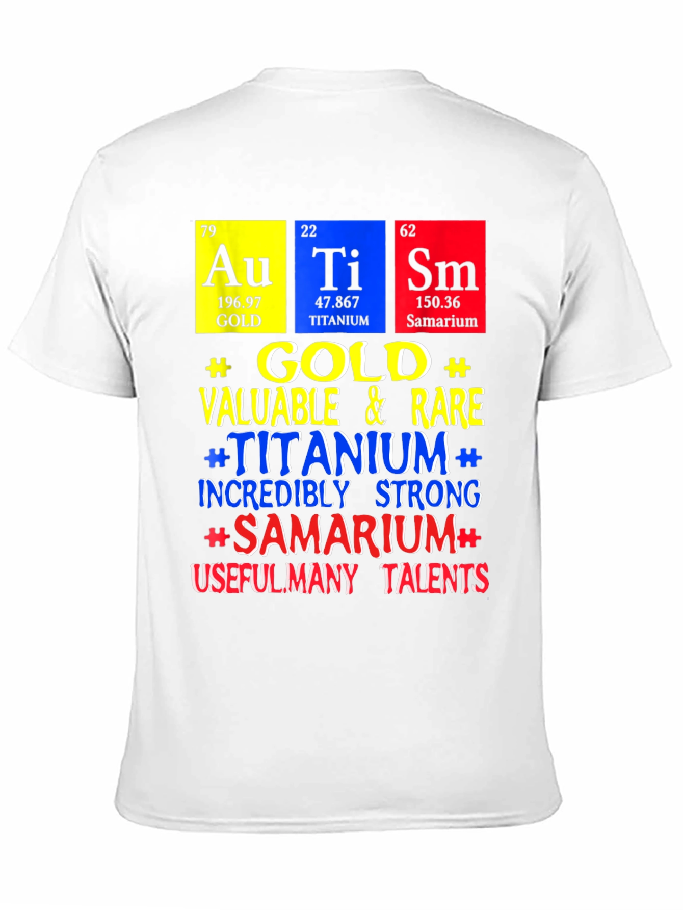 Periodic Table Elements T-Shirt: Gold, Titanium, Samarium - 11