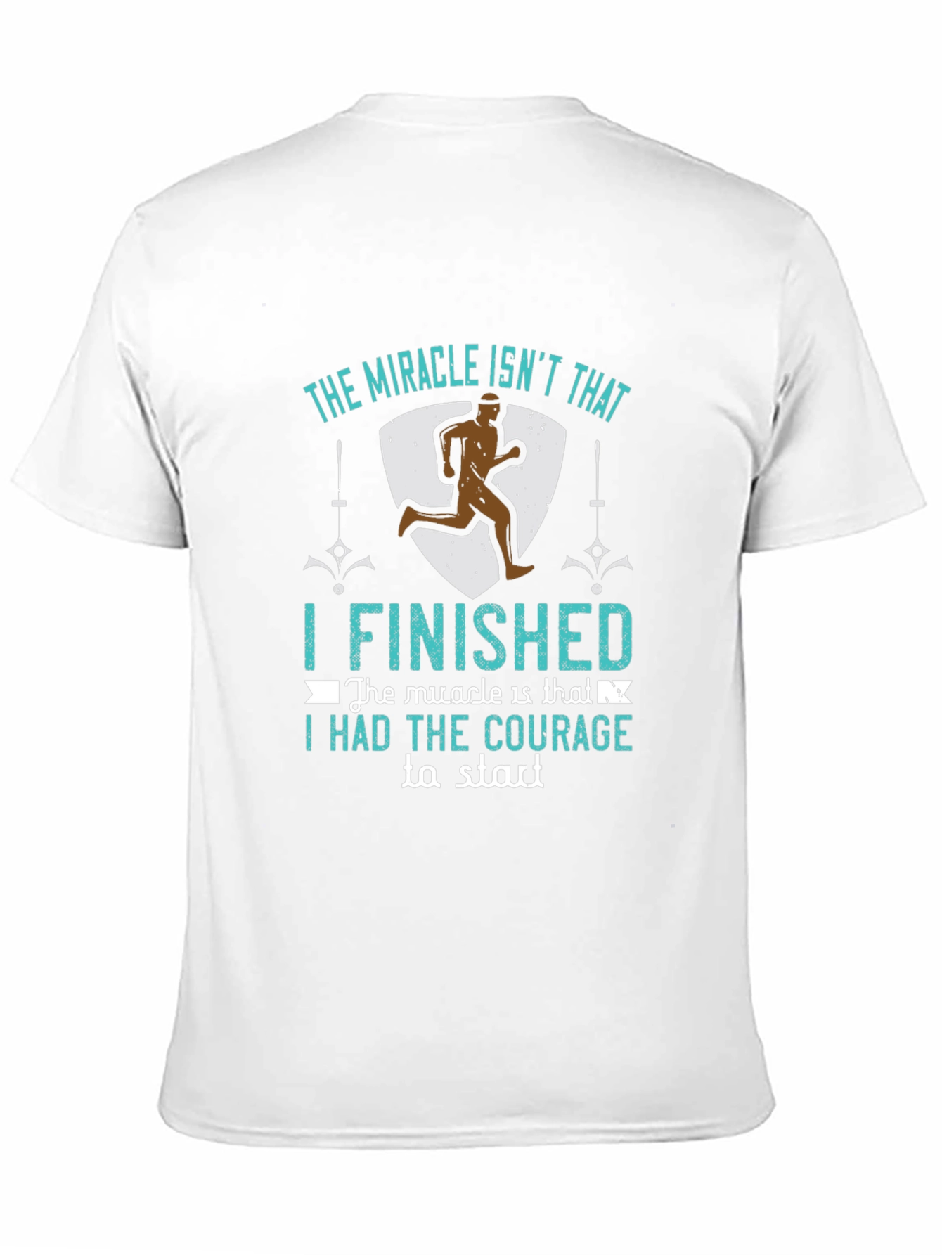 Black Inspirational Runner T-Shirt: "The Miracle Isn't That I Finished..." view 11