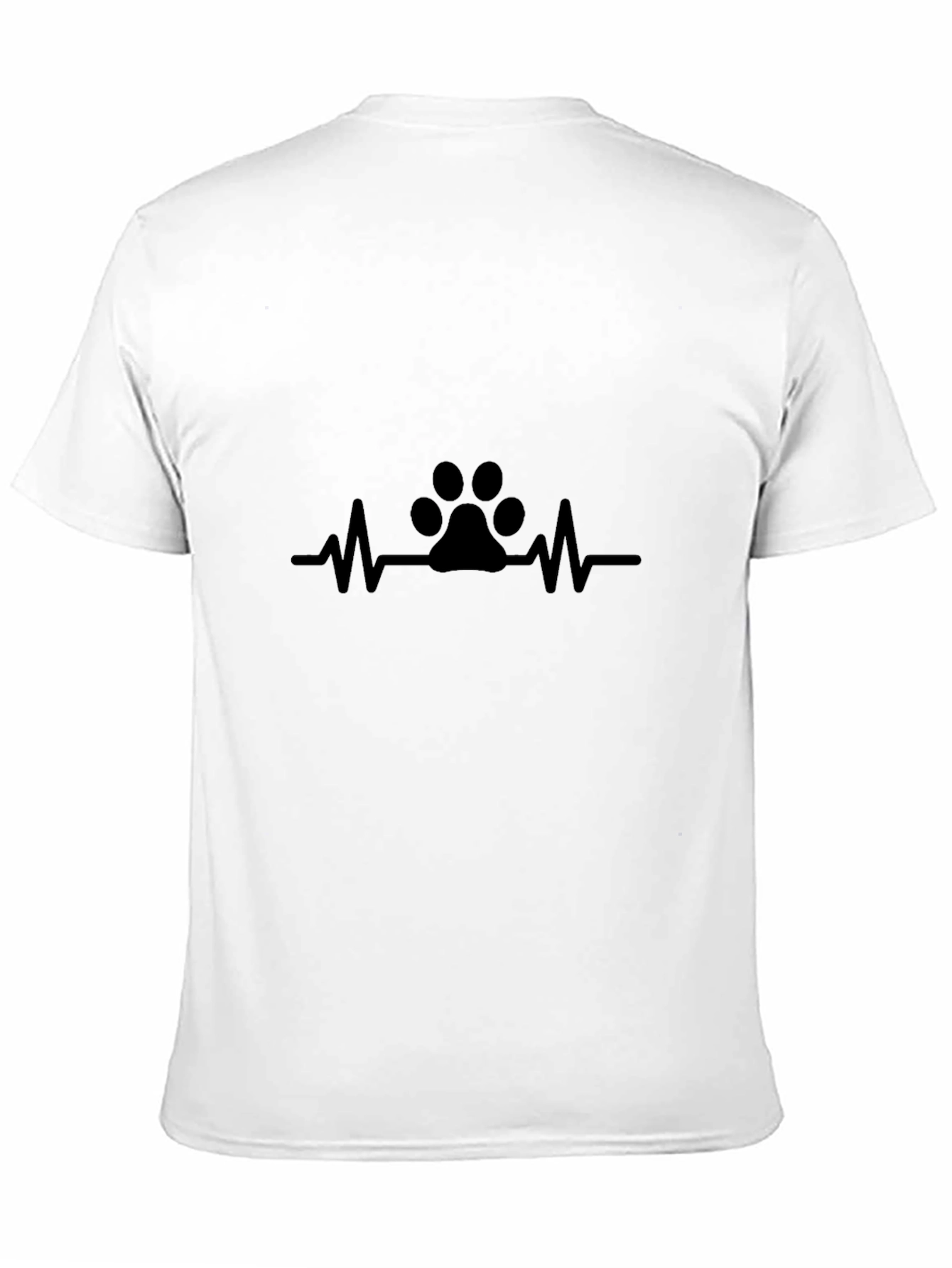 Black Paw Print Heartbeat T-Shirt - Black, Casual Cotton Tee view 11