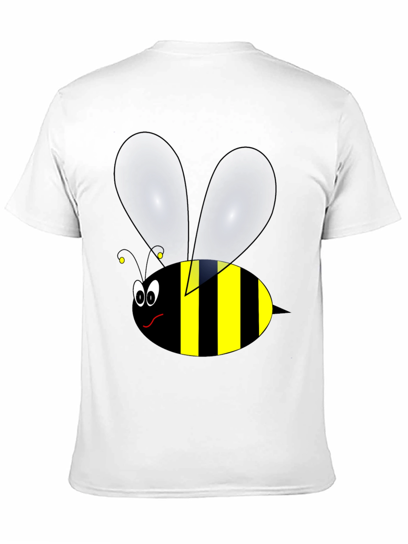 Black Funny Cartoon Bee Graphic Tee - Black Cotton view 11