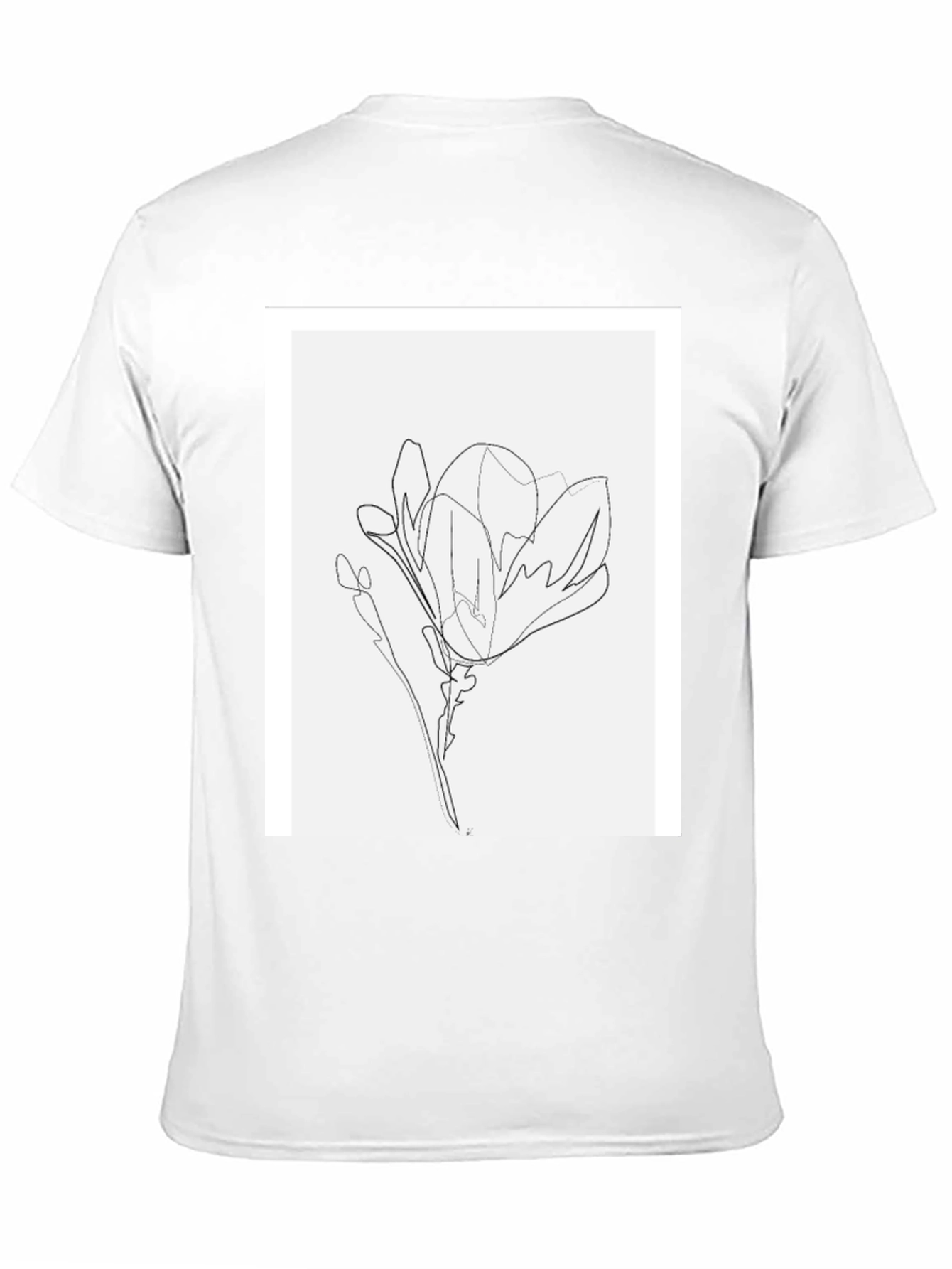 Black Minimalist Line Art Flower T-Shirt - Black view 11