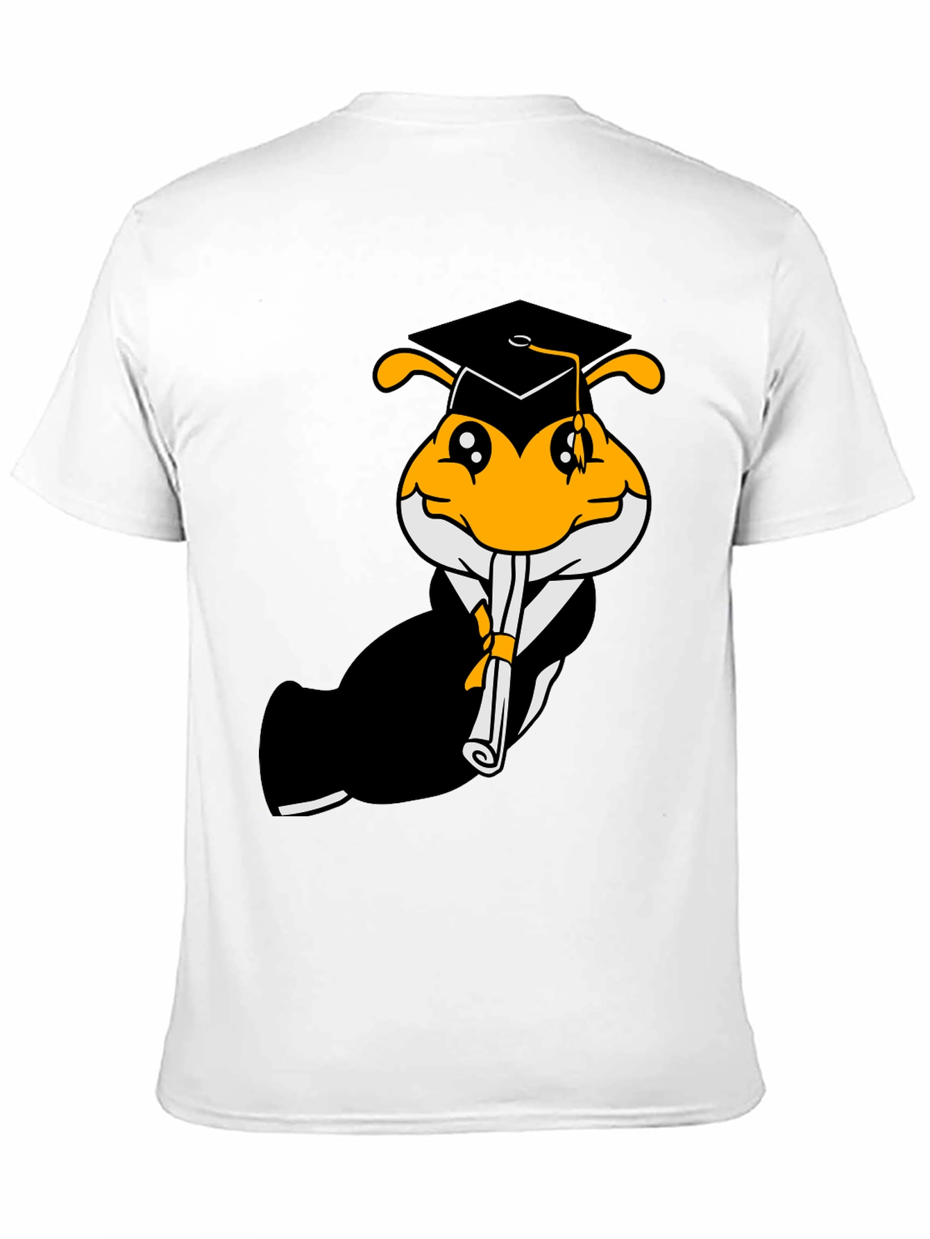 Black Graduation Bee Graphic Tee - Black Cotton T-Shirt view 11