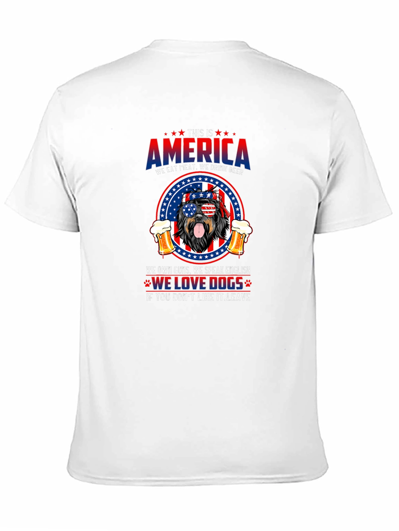 Black Patriotic Dog T-Shirt: America, Meat, Beer, and Dogs view 11