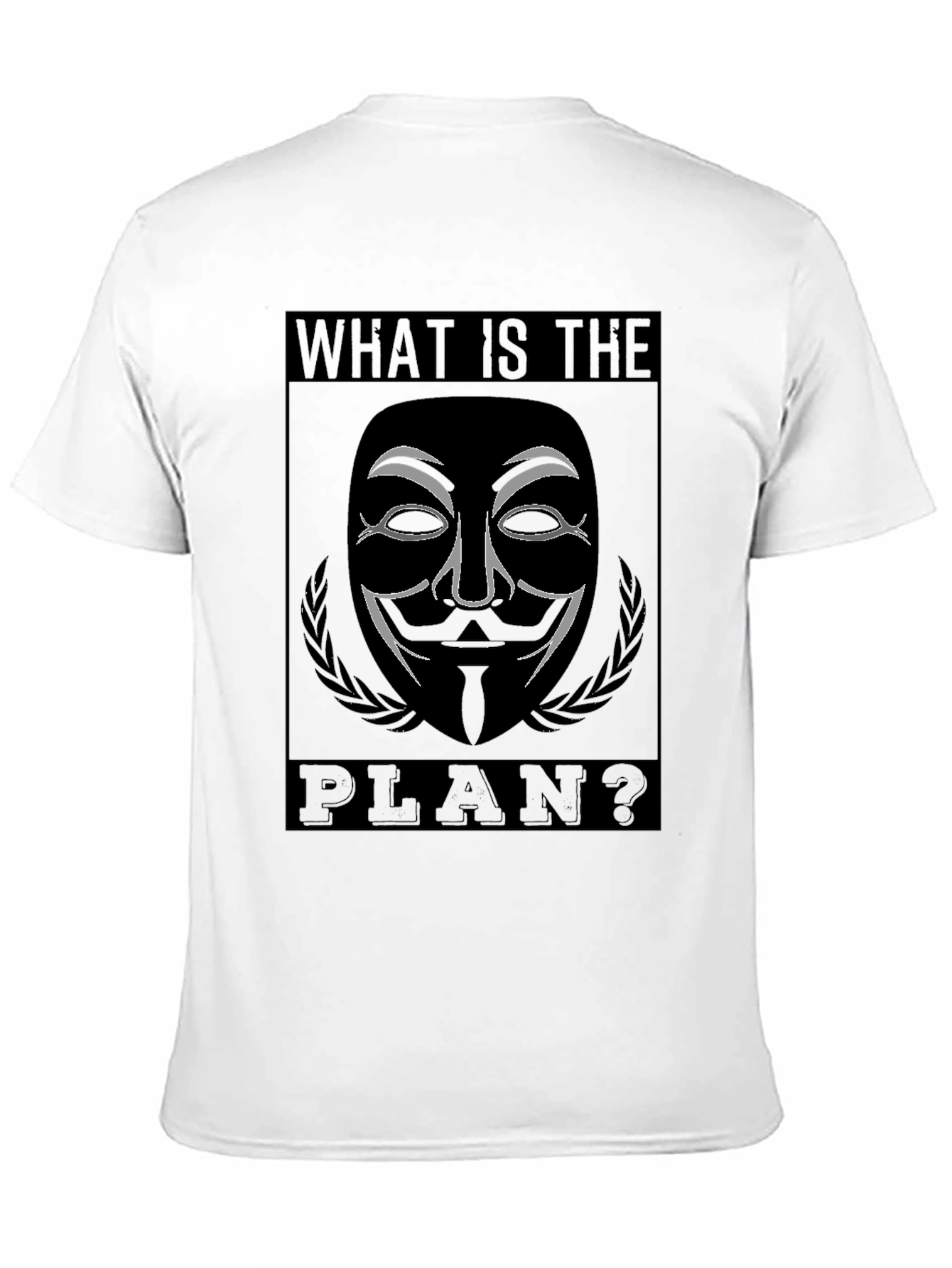 Black Guy Fawkes "What is the Plan?" Black T-Shirt view 11
