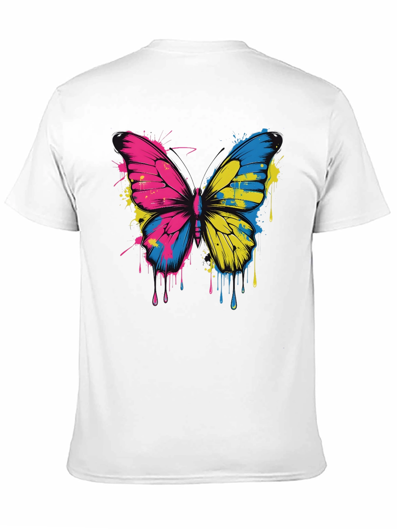 Black Butterfly Splash Tee - Colorful Graphic T-Shirt view 11