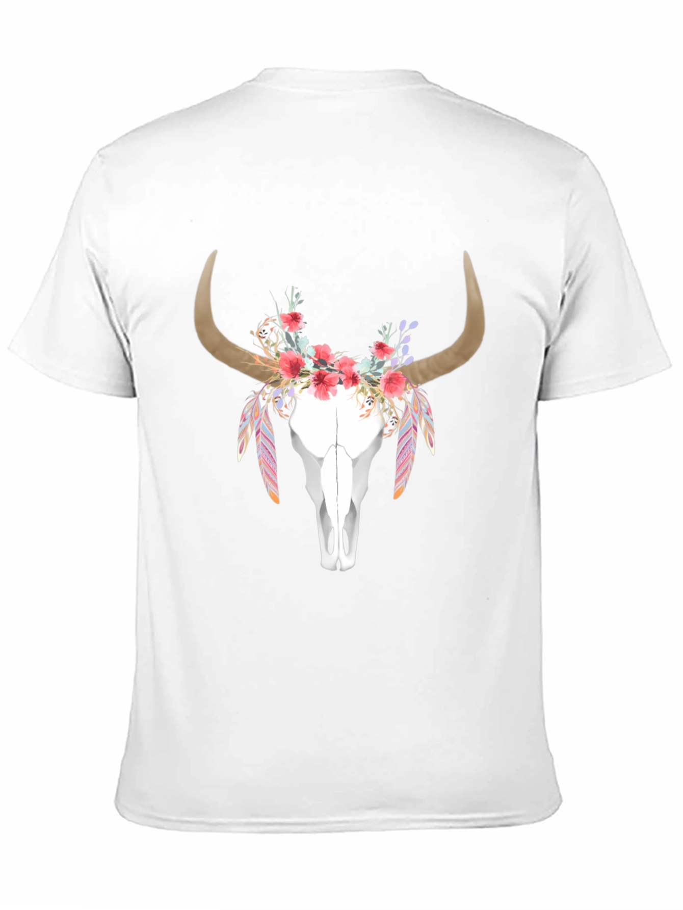 Black Floral Bull Skull Graphic T-Shirt view 11