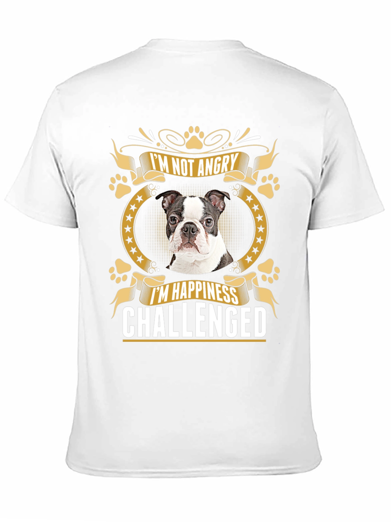 Black Funny Dog T-Shirt - I'm Not Angry, Happiness Challenged view 11