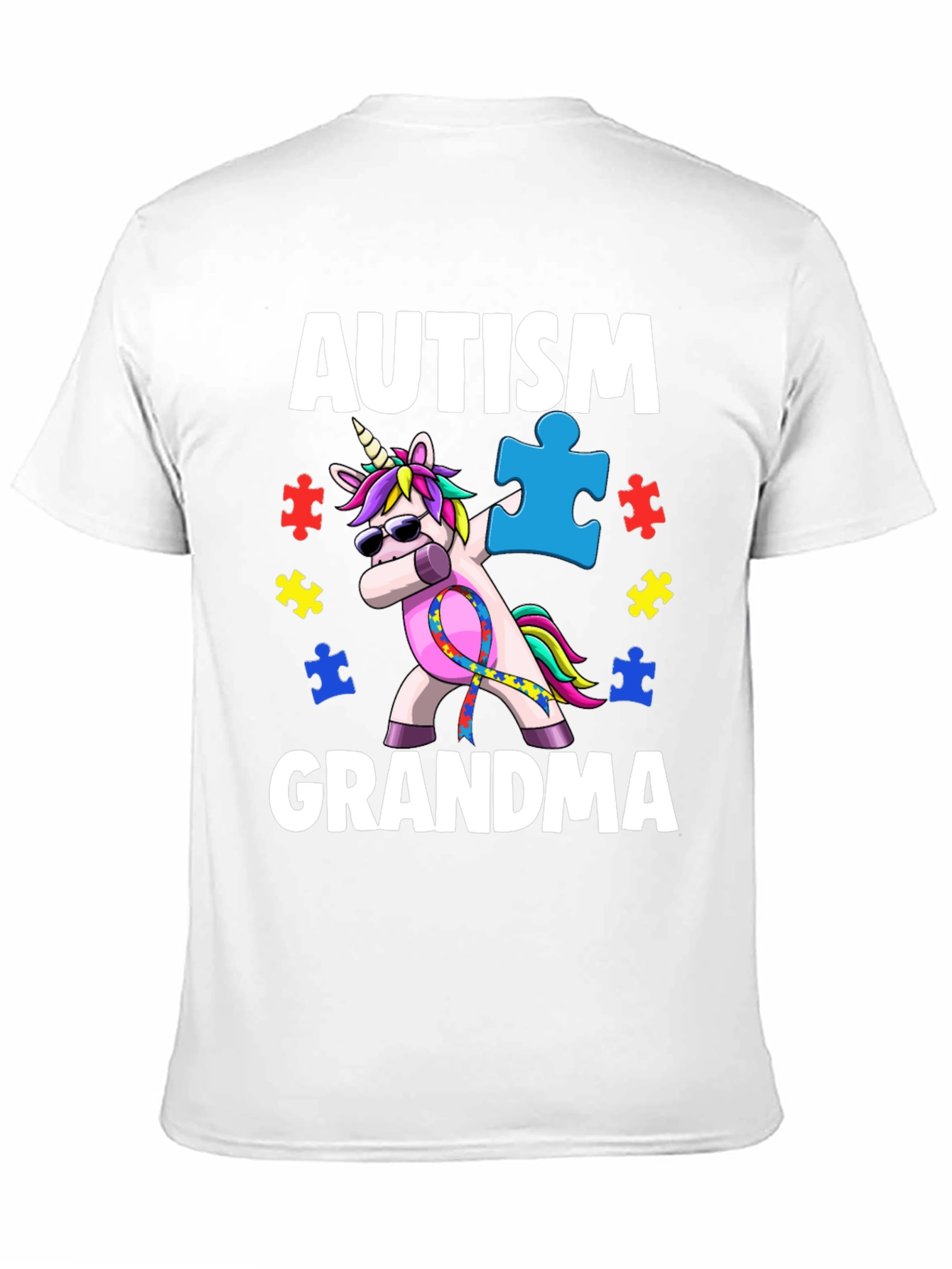 Black Autism Grandma Unicorn T-Shirt view 11