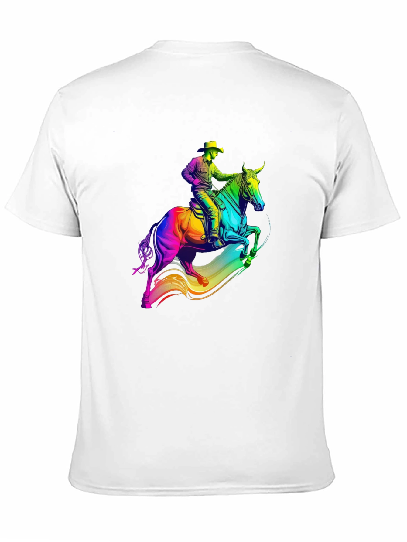 Black Rainbow Cowboy Horse Graphic T-Shirt view 11