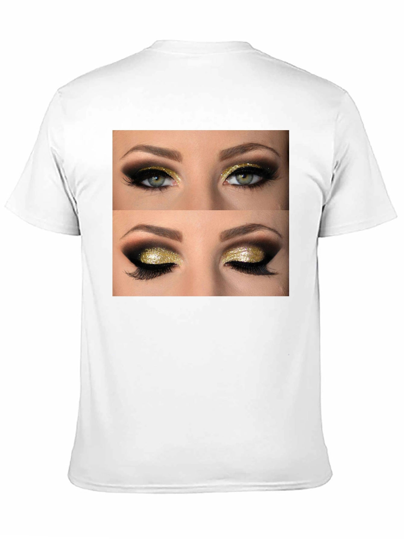 Black Glam Eyes Graphic Tee - Black Cotton Casual Wear view 11
