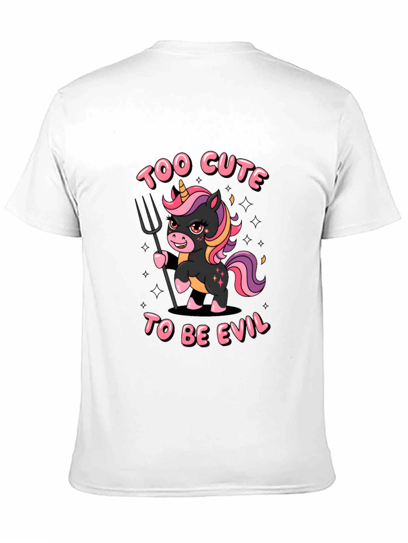 Black Too Cute To Be Evil Unisex T-Shirt view 11
