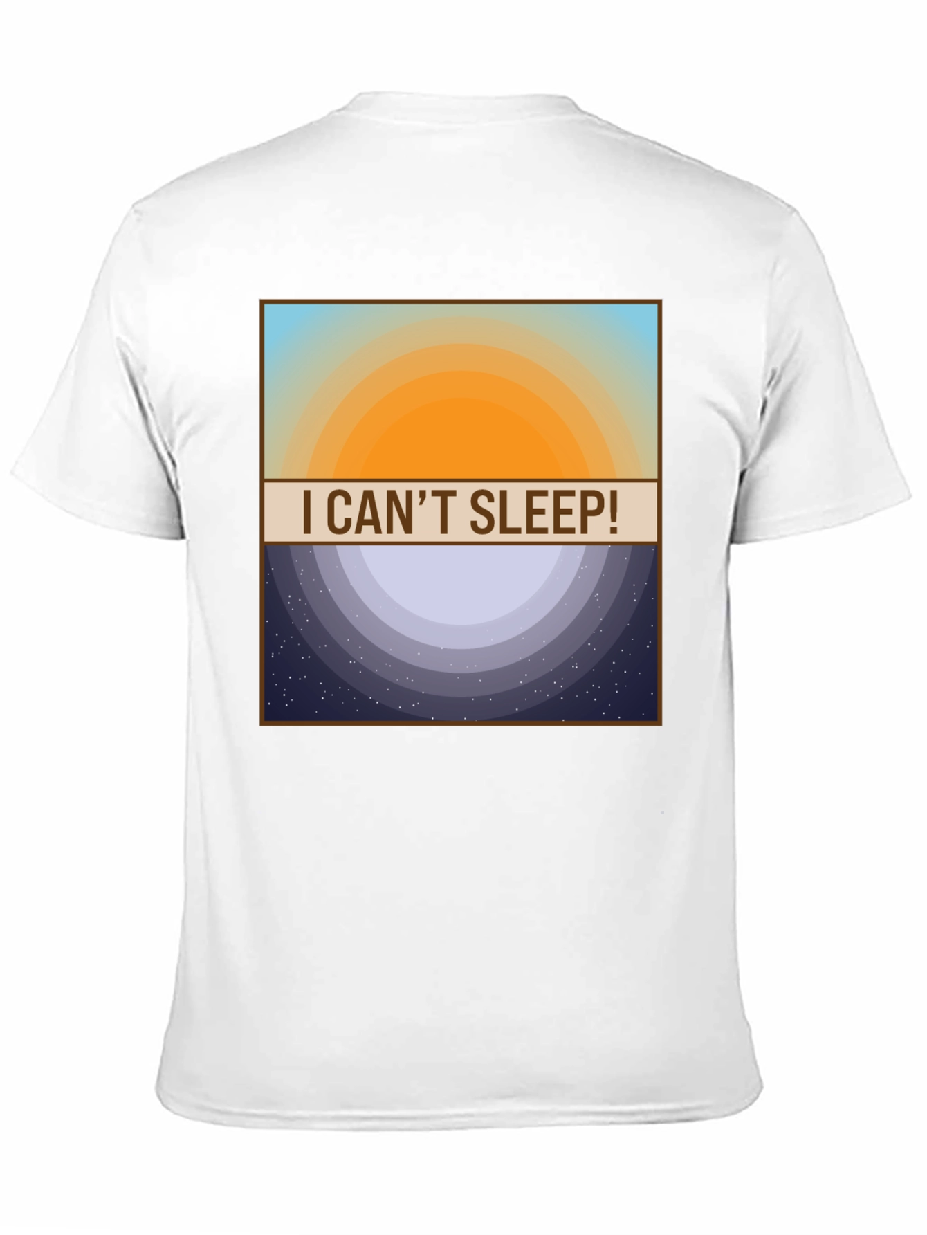 Black I Can't Sleep! T-Shirt - Day and Night Design view 11