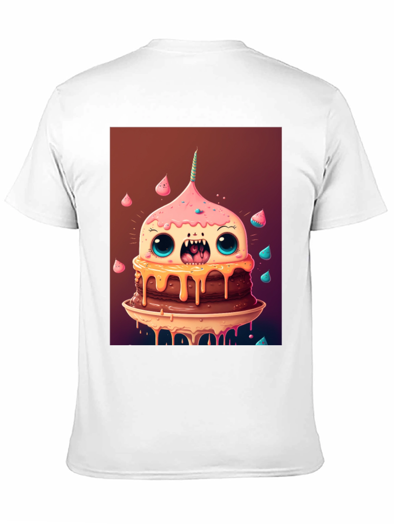 Black Monster Cake Graphic Tee - Unique Cartoon T-Shirt view 11
