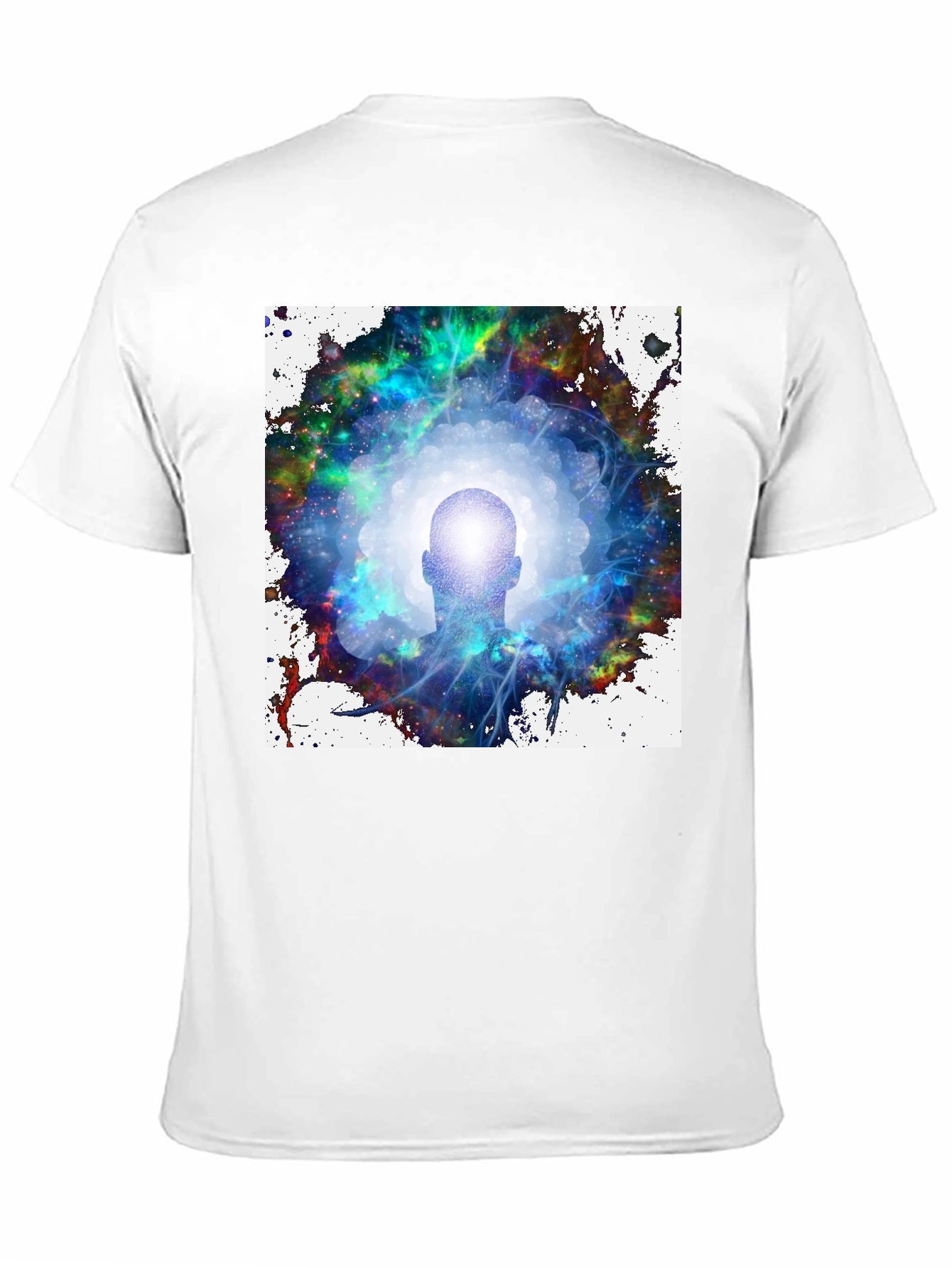 Black Mystical Head in Galaxy Men's Black T-Shirt view 11
