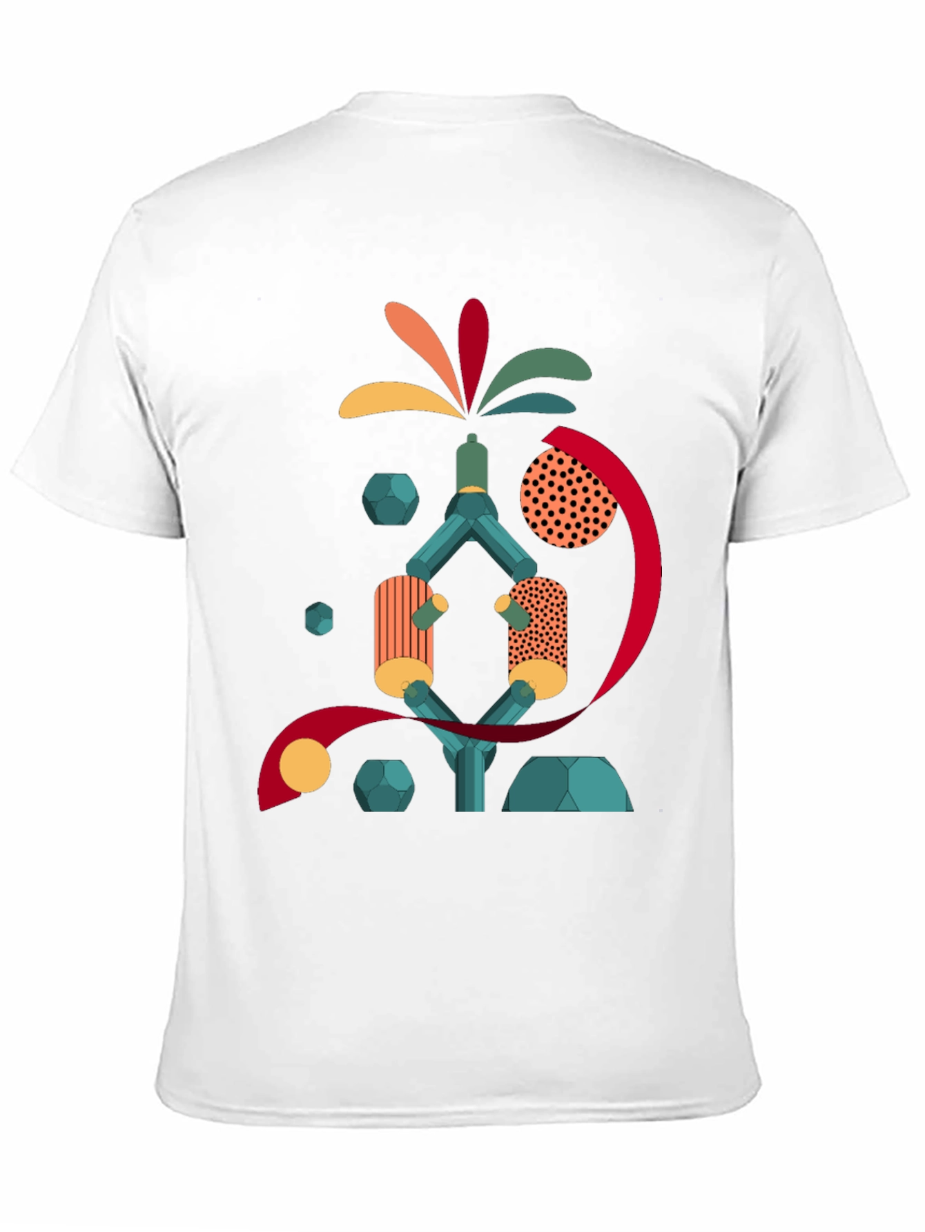 Black Abstract Geometric Design Black Cotton T-Shirt view 11