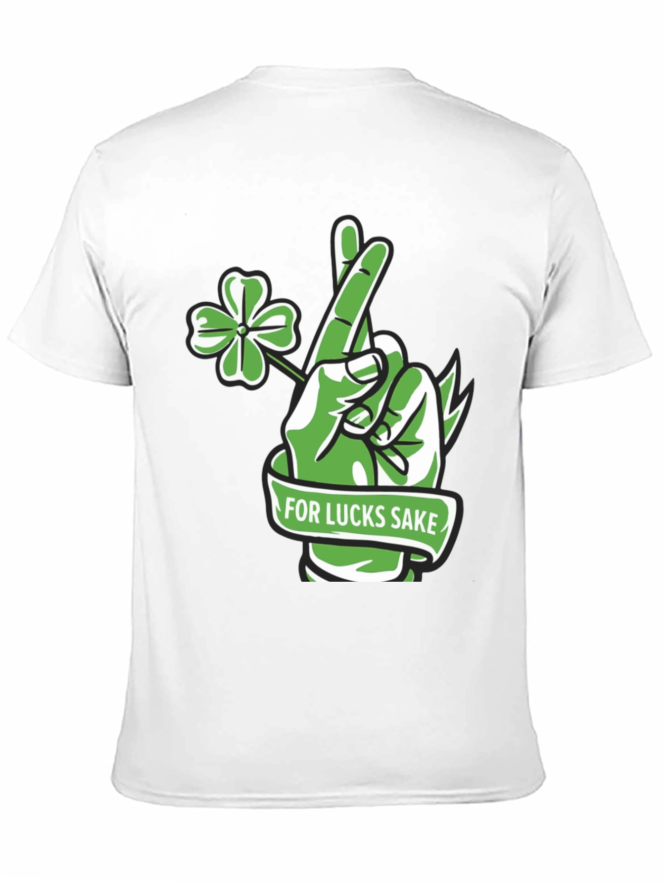 Black Lucky Charm T-Shirt - 'For Lucks Sake' Design view 11