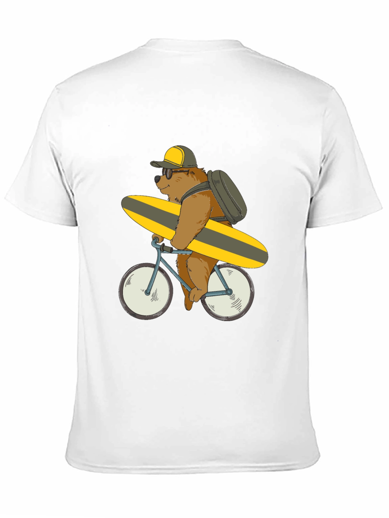 Black Bear on Bike T-Shirt - Surfing Bear Tee view 11