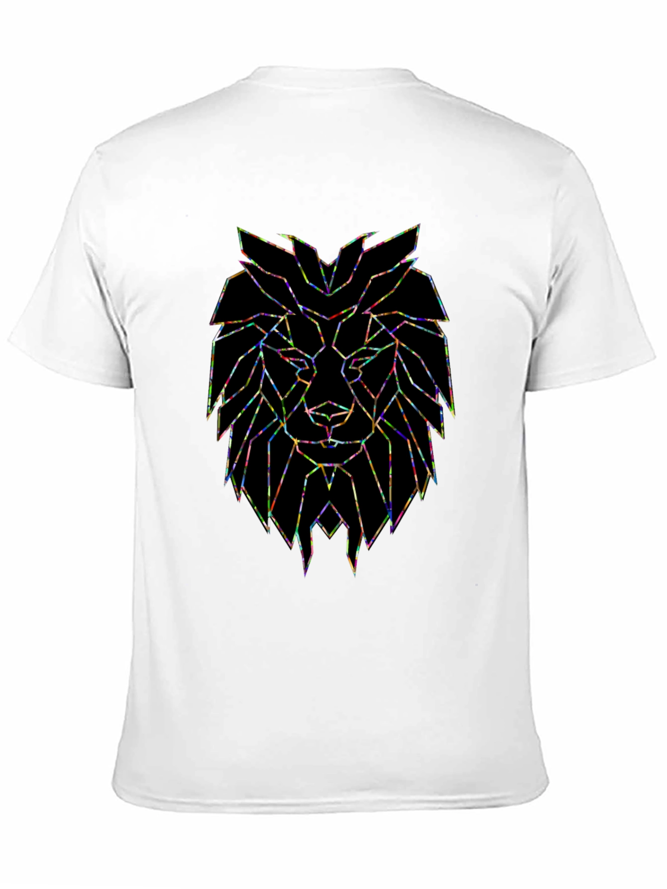 Black Geometric Lion Graphic Black T-Shirt view 11