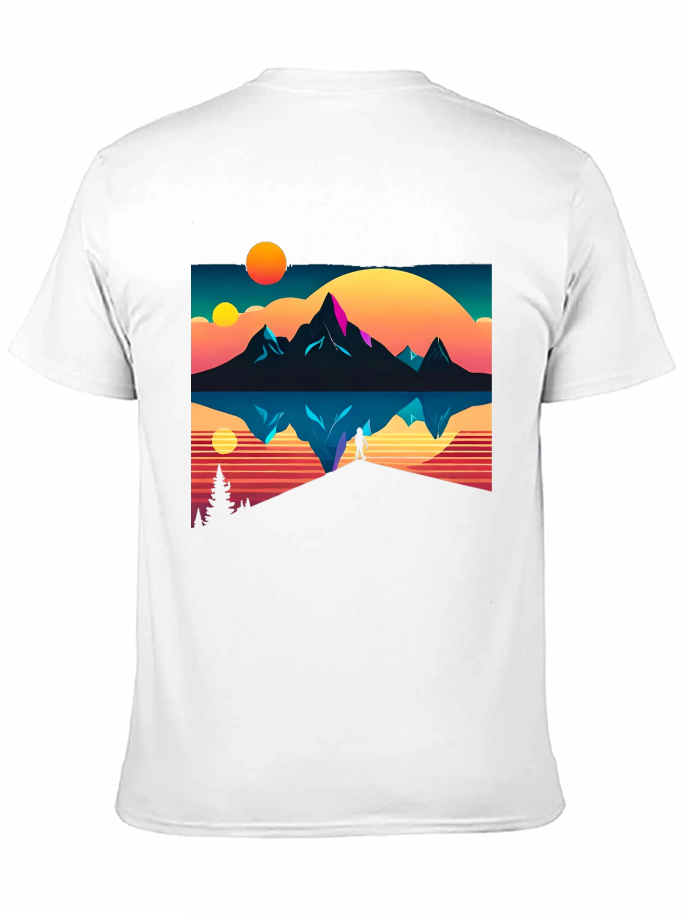 Black Retro Mountain Reflection Graphic Tee view 11