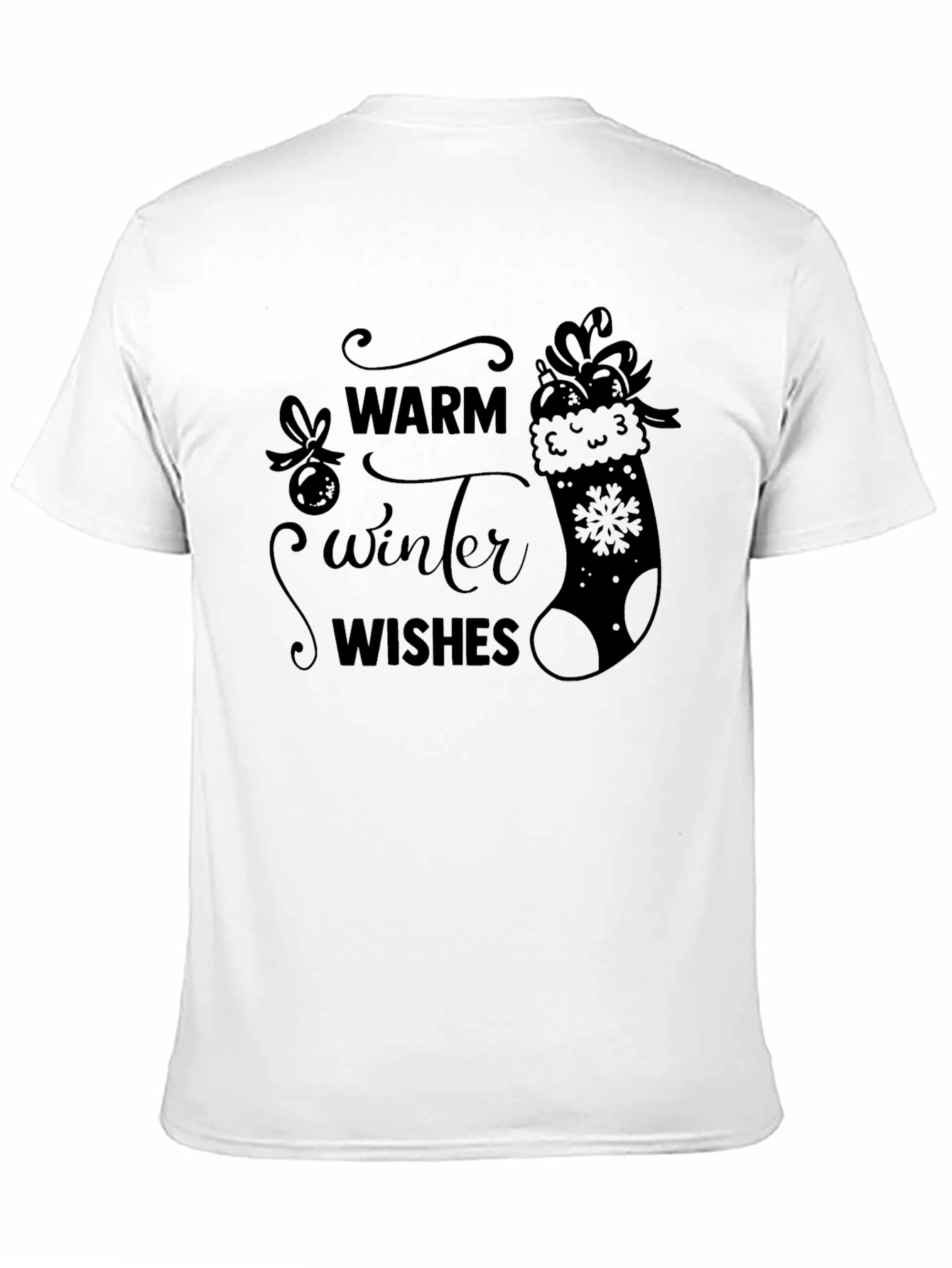 Black Warm Winter Wishes Black T-Shirt view 11