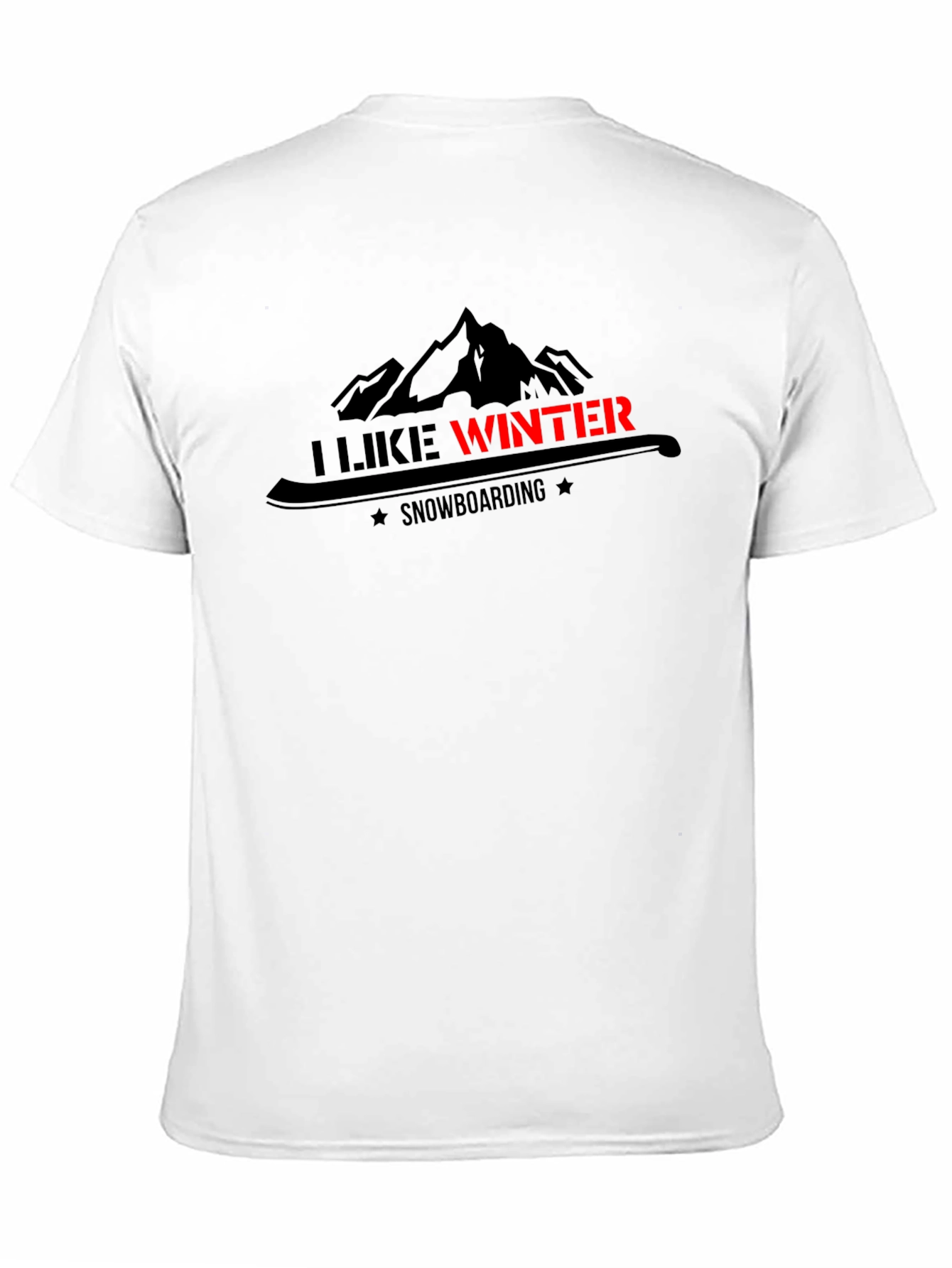 Black I Like Winter Snowboarding Graphic Black Tee view 11