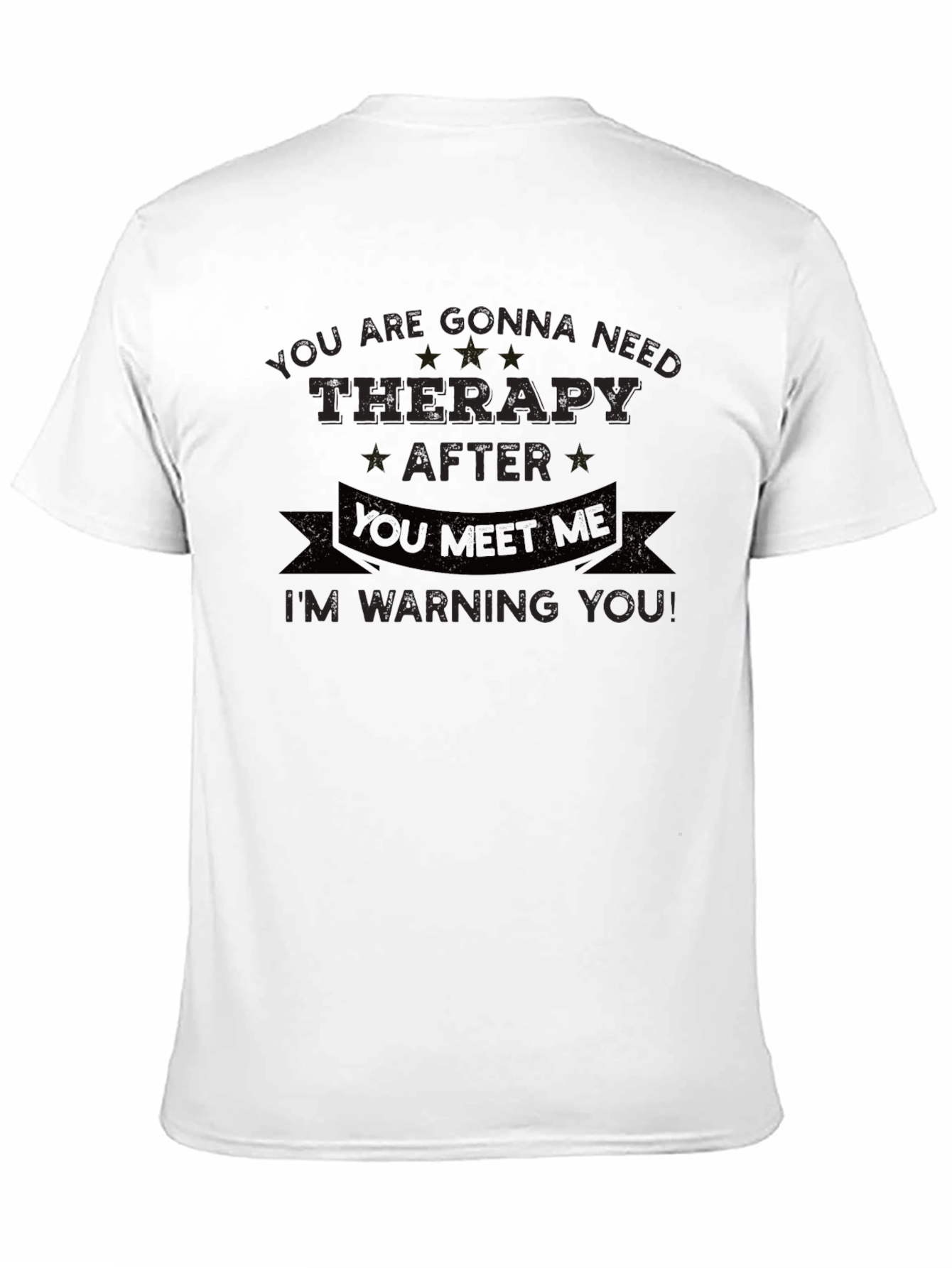 Black Funny Therapy Warning T-Shirt view 11