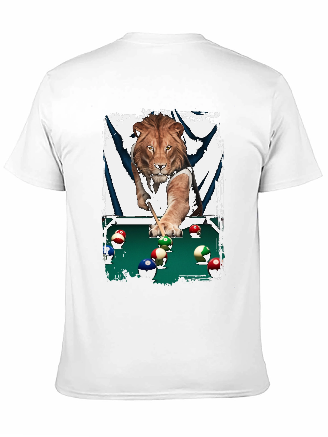 Black Lion Playing Pool T-Shirt - Unique Graphic Tee view 11