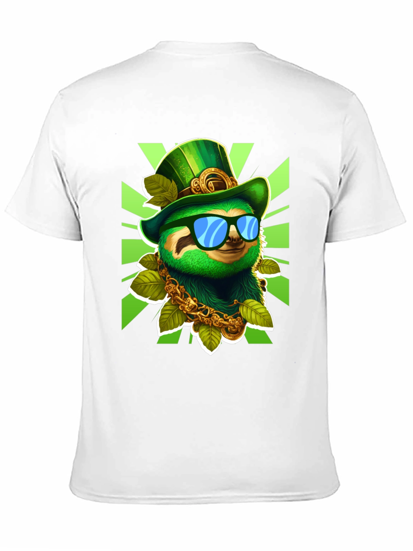 Black Lucky Sloth St. Patrick's Day T-Shirt view 11