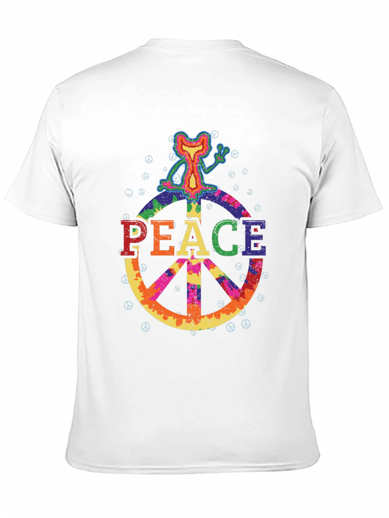 Black Retro Peace Sign Graphic Tee - Black Cotton T-Shirt view 11