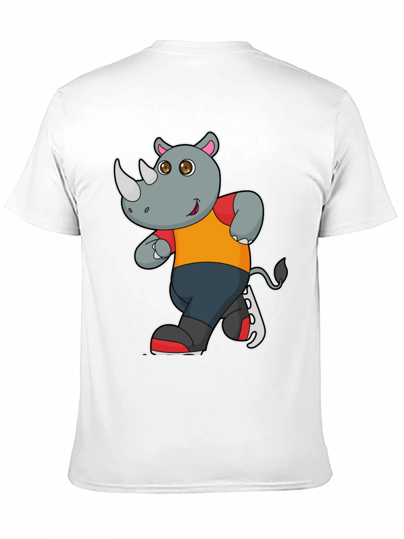 Black Rhino Cartoon Graphic T-Shirt - Black Cotton Tee view 11