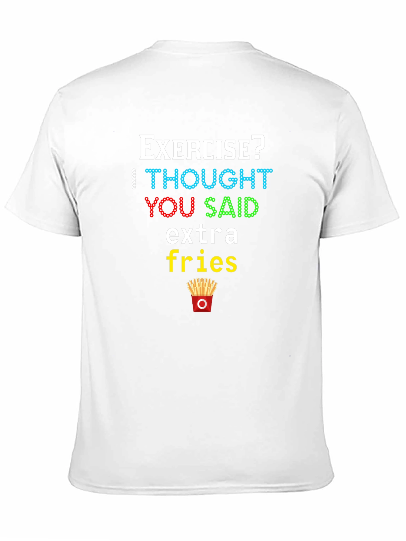 Black Funny "Extra Fries" Graphic Tee -  Casual Black T-Shirt view 11