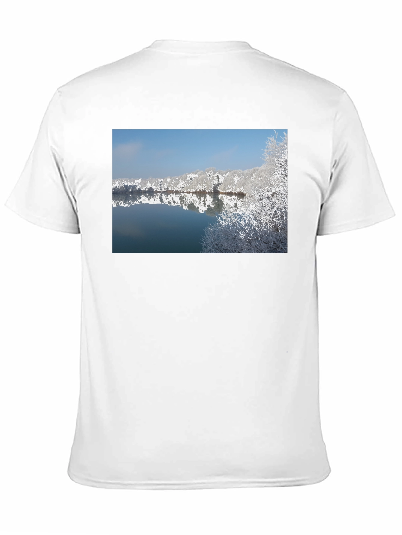 Black Winter Lake Reflection Black T-Shirt view 11