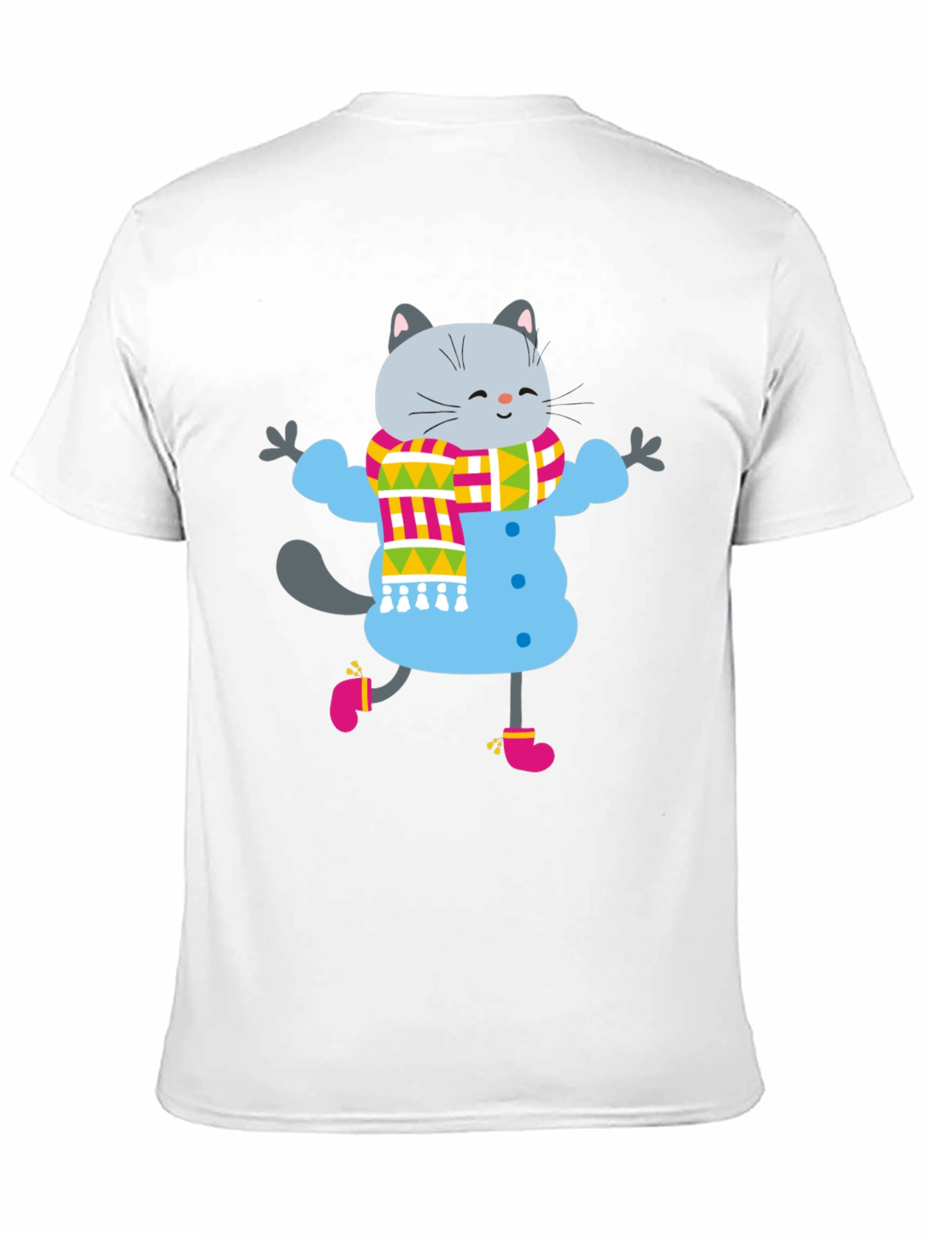 Black Winter Cat Graphic Tee - Fun & Festive view 11