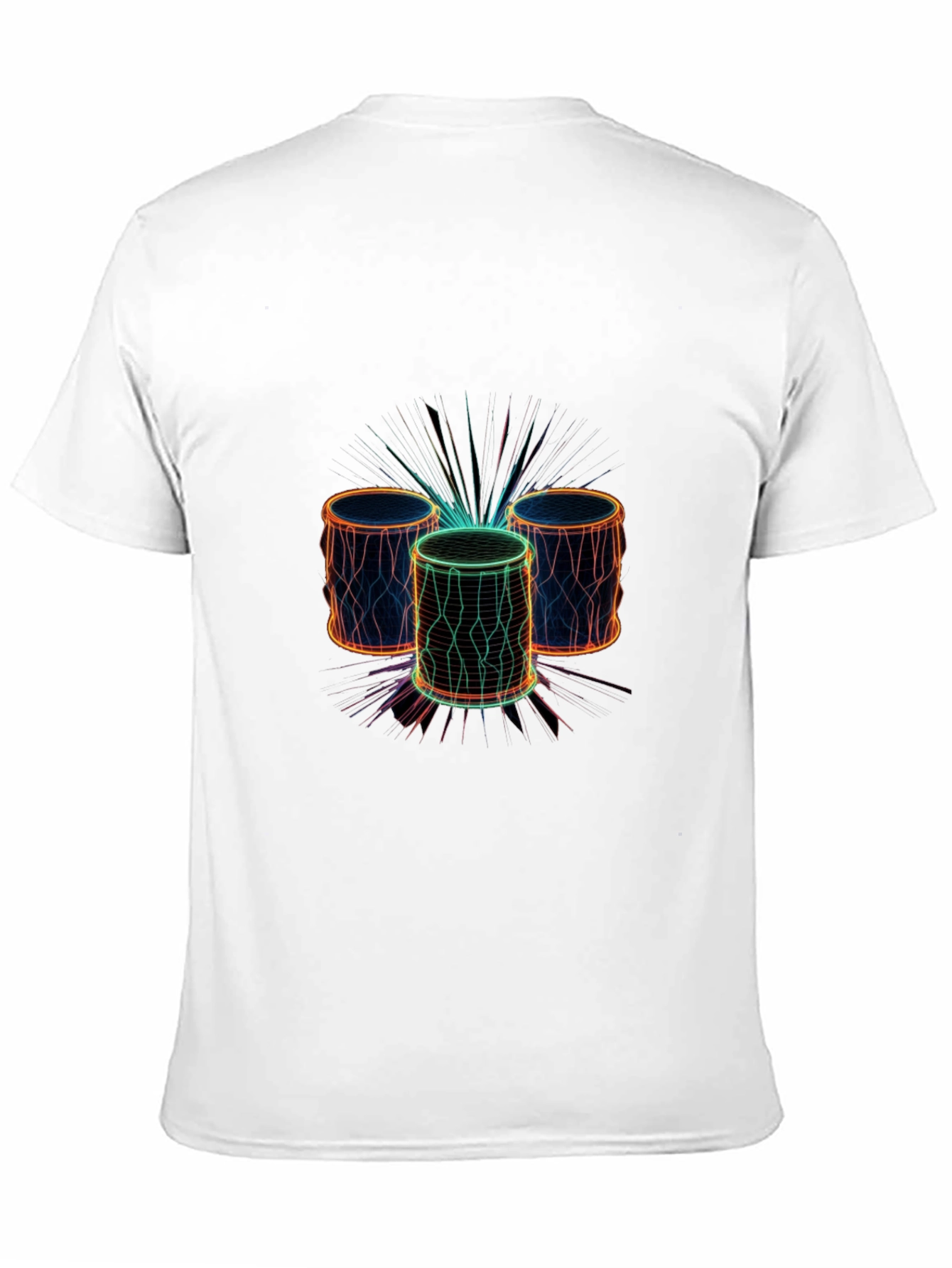 Black Neon Drums Graphic Tee - Black Crew Neck T-Shirt view 11