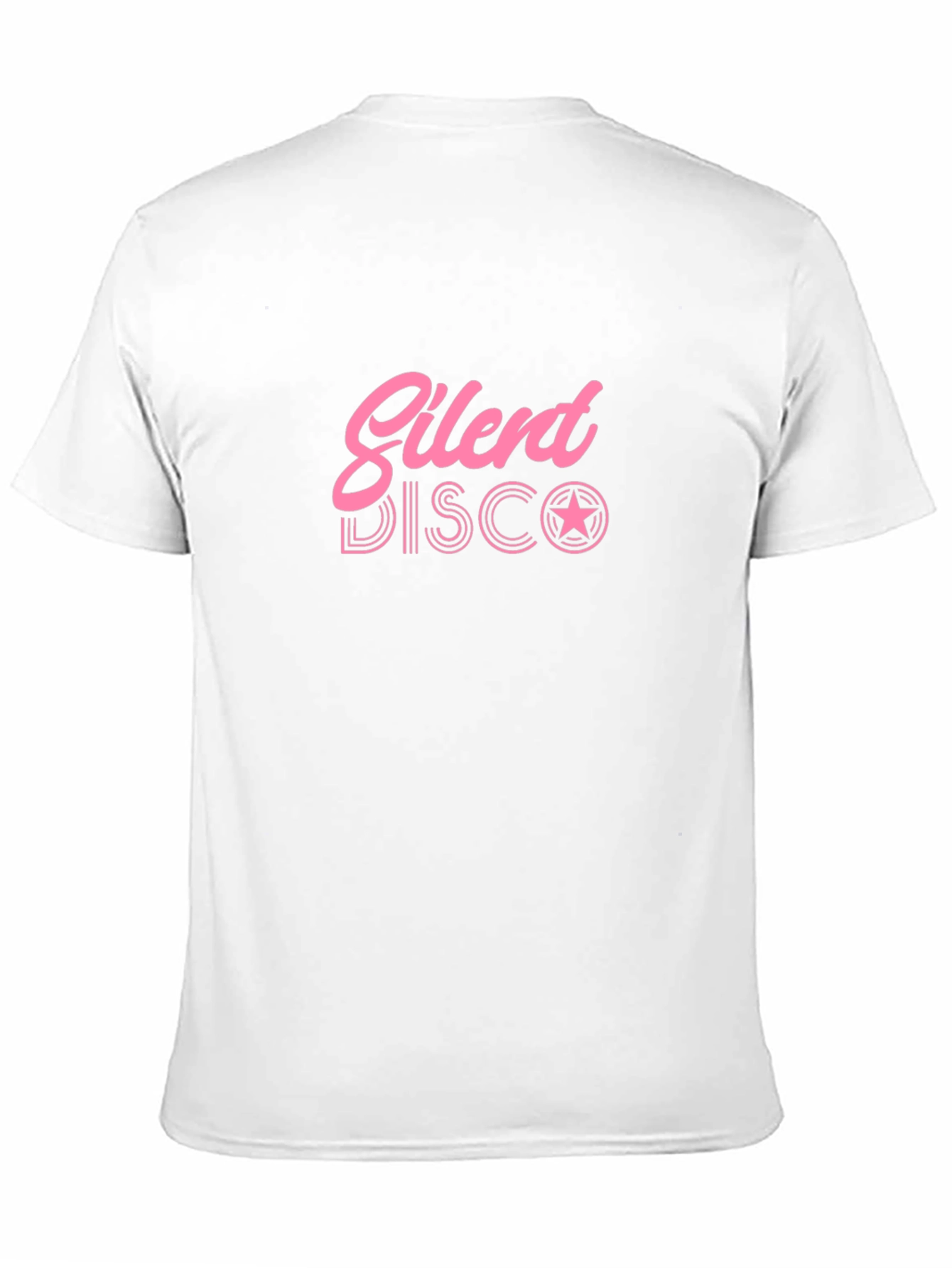 Black Silent Disco T-Shirt - Black Tee with Pink Graphic view 11