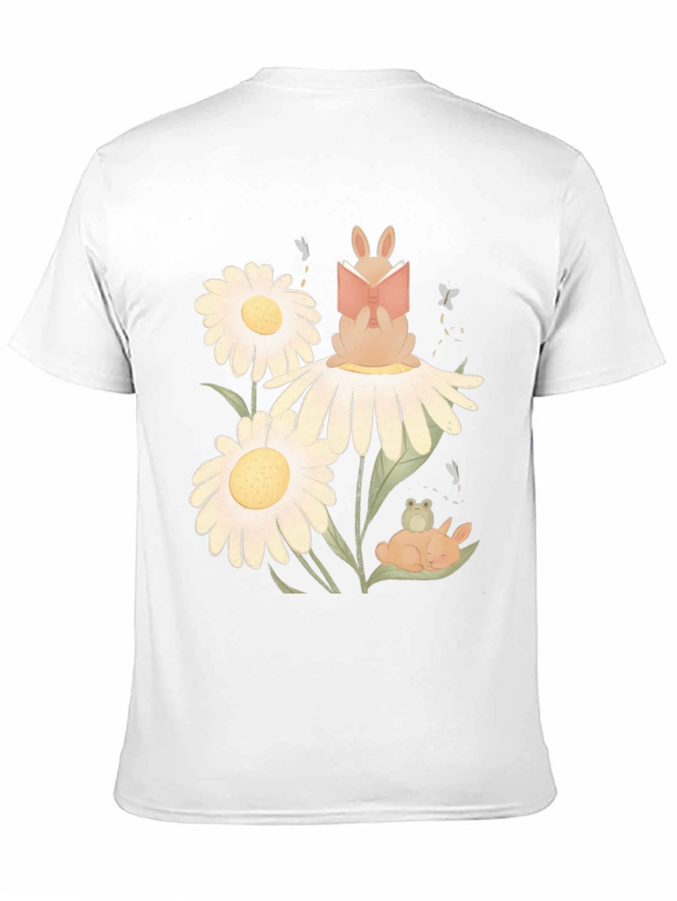 Black Whimsical Reading Bunny Graphic Tee view 11