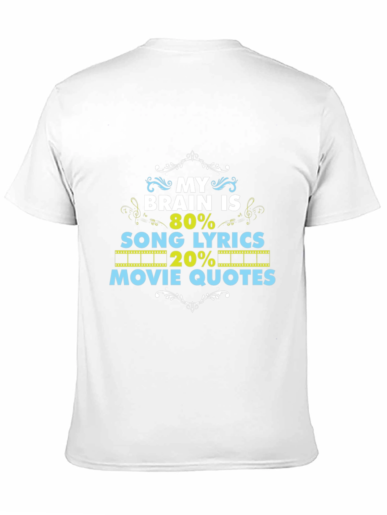 Black Brain 80% Song Lyrics, 20% Movie Quotes Black T-Shirt view 11