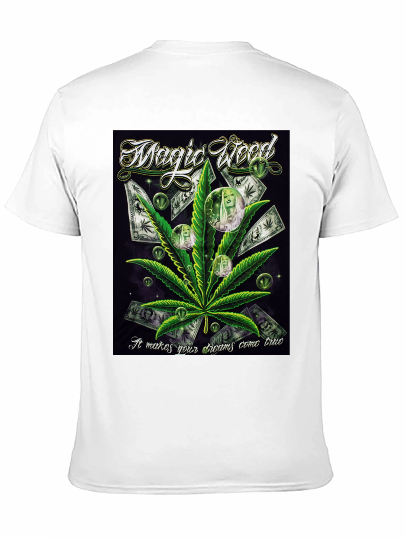 Black Magic Weed Graphic Print Black T-Shirt view 11